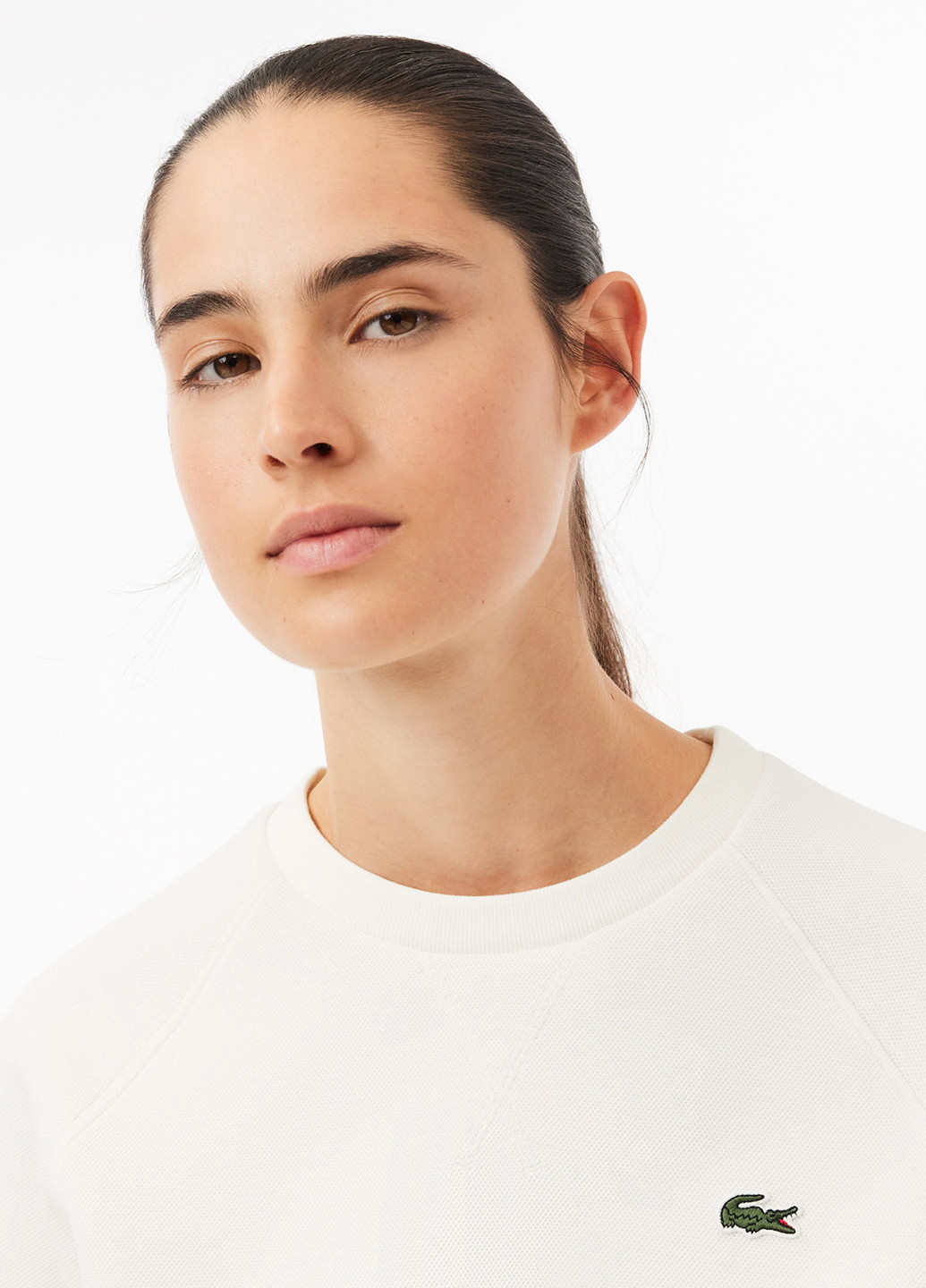 Молочний світшот Lacoste однотонний нашивки (329629210)