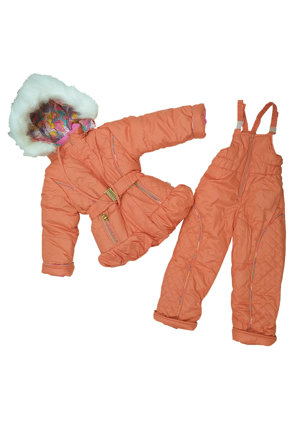 Персиковый зимний комплект (куртка, полукомбинезон) Luxik