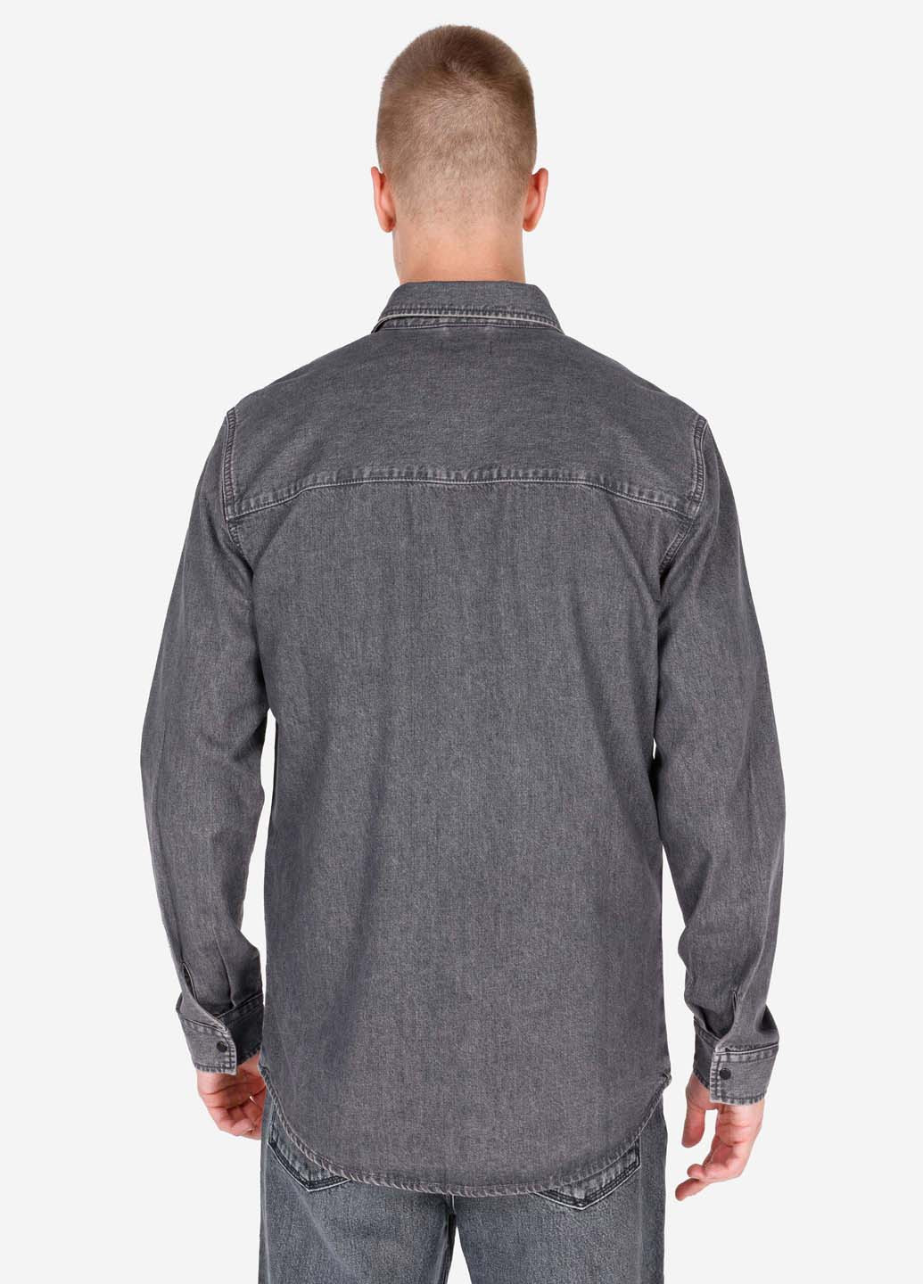 Серая джинсовая, кэжуал рубашка однотонная Colin's
