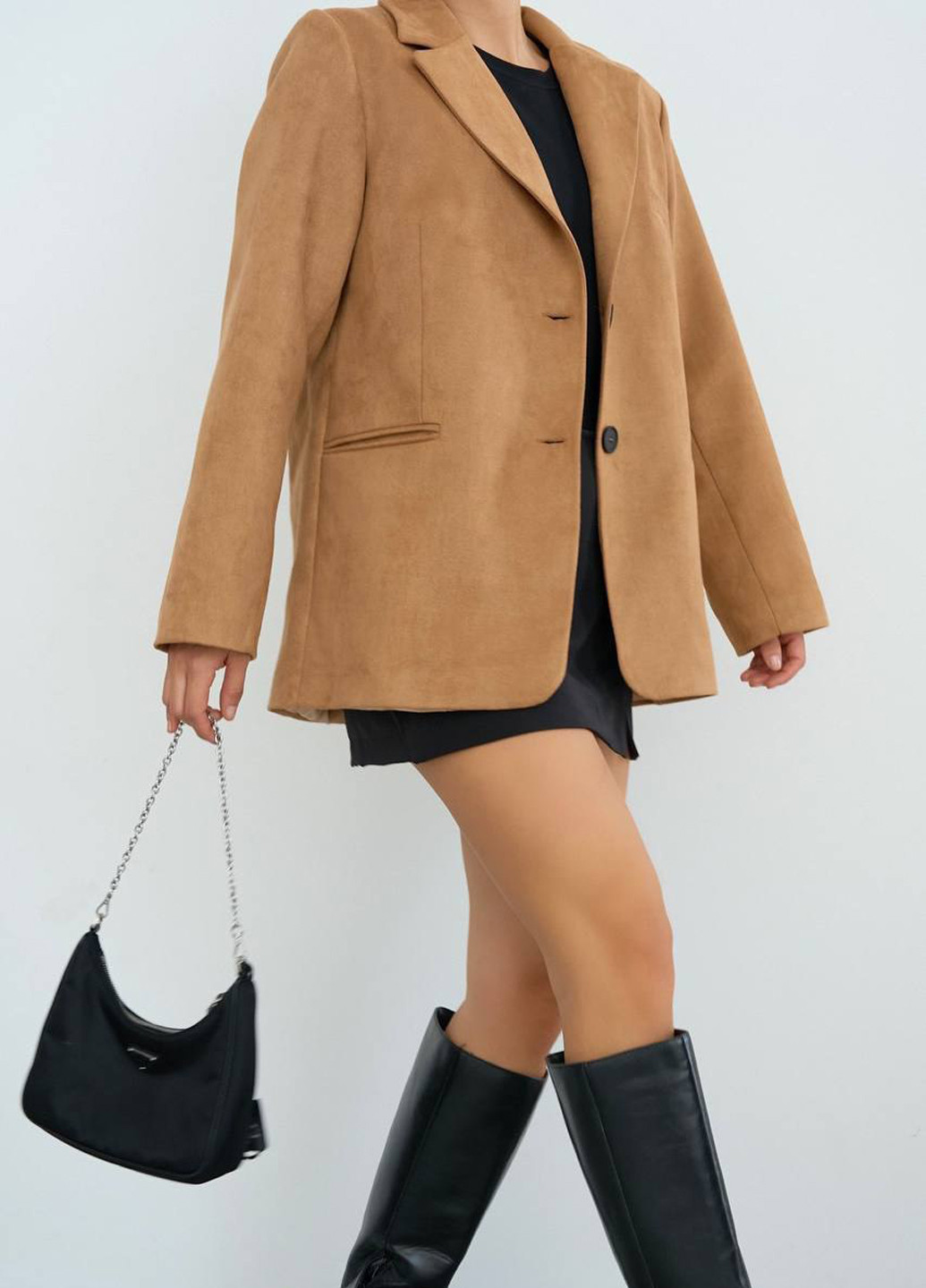 Коричневый женский жакет QU style однотонный - всесезон