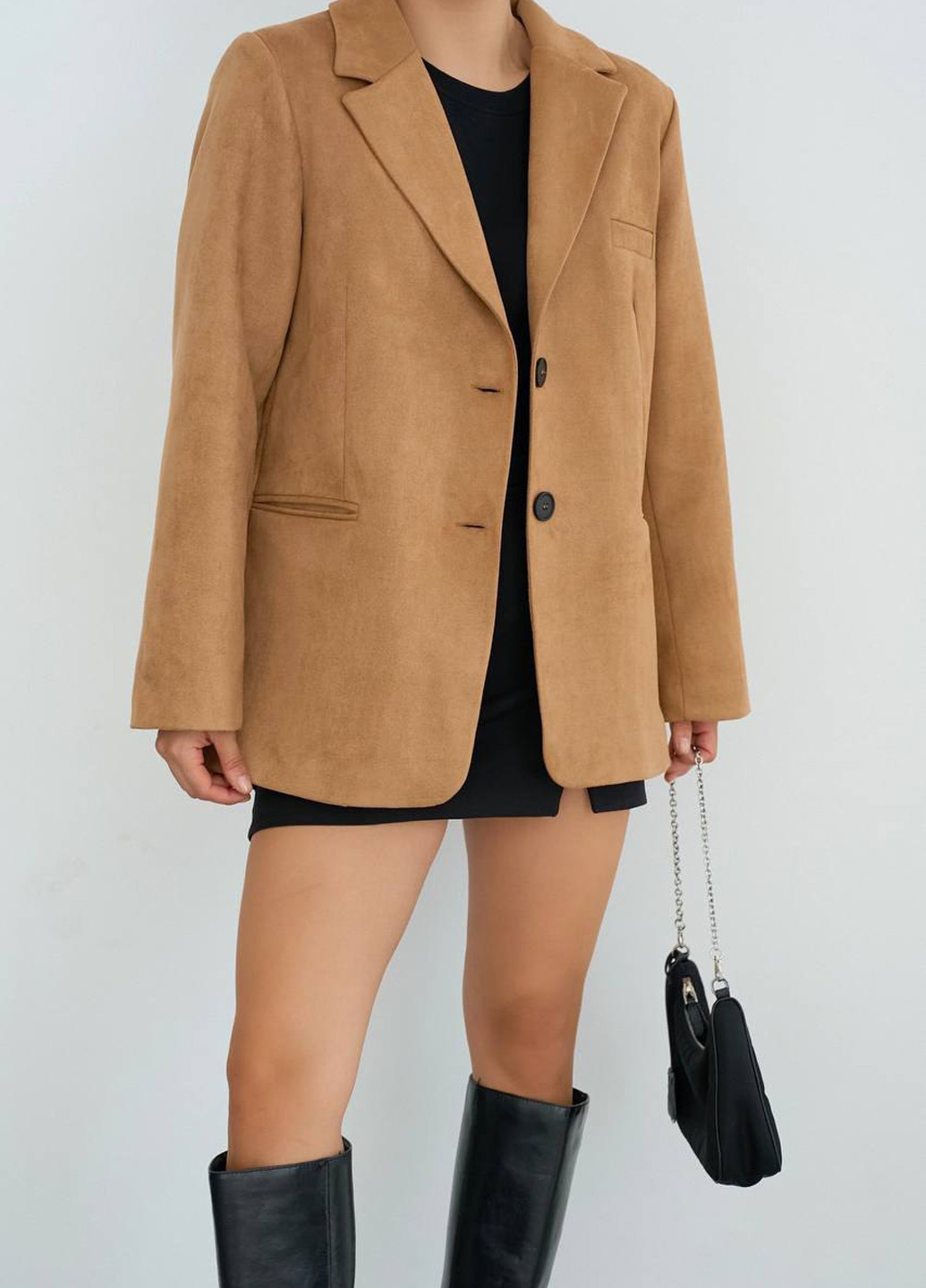 Коричневый женский жакет QU style однотонный - всесезон