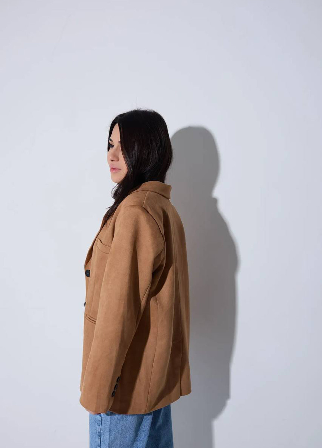 Коричневый женский жакет QU style однотонный - всесезон