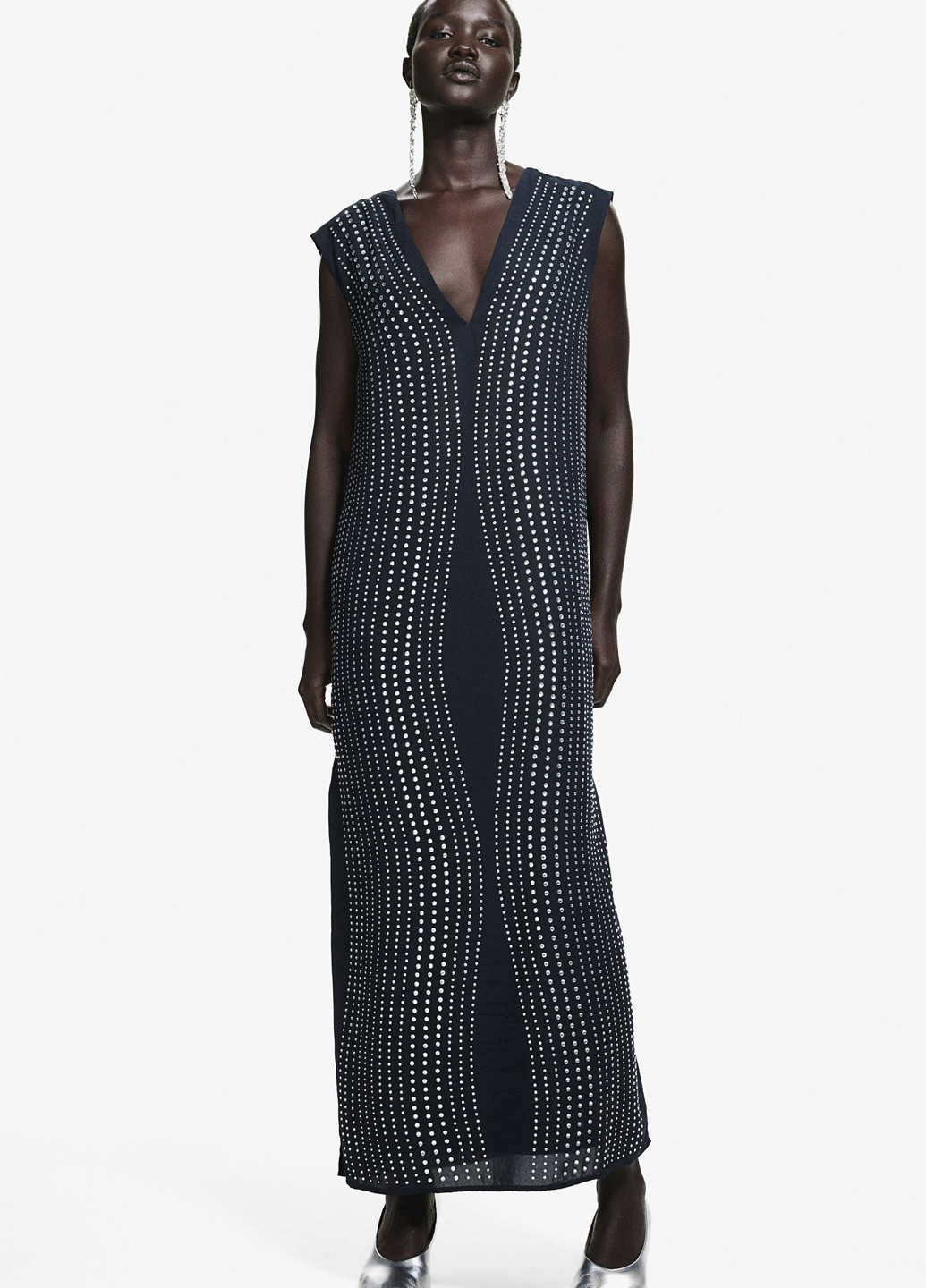 Темно-синя вечірня, кежуал сукня H&M однотонна