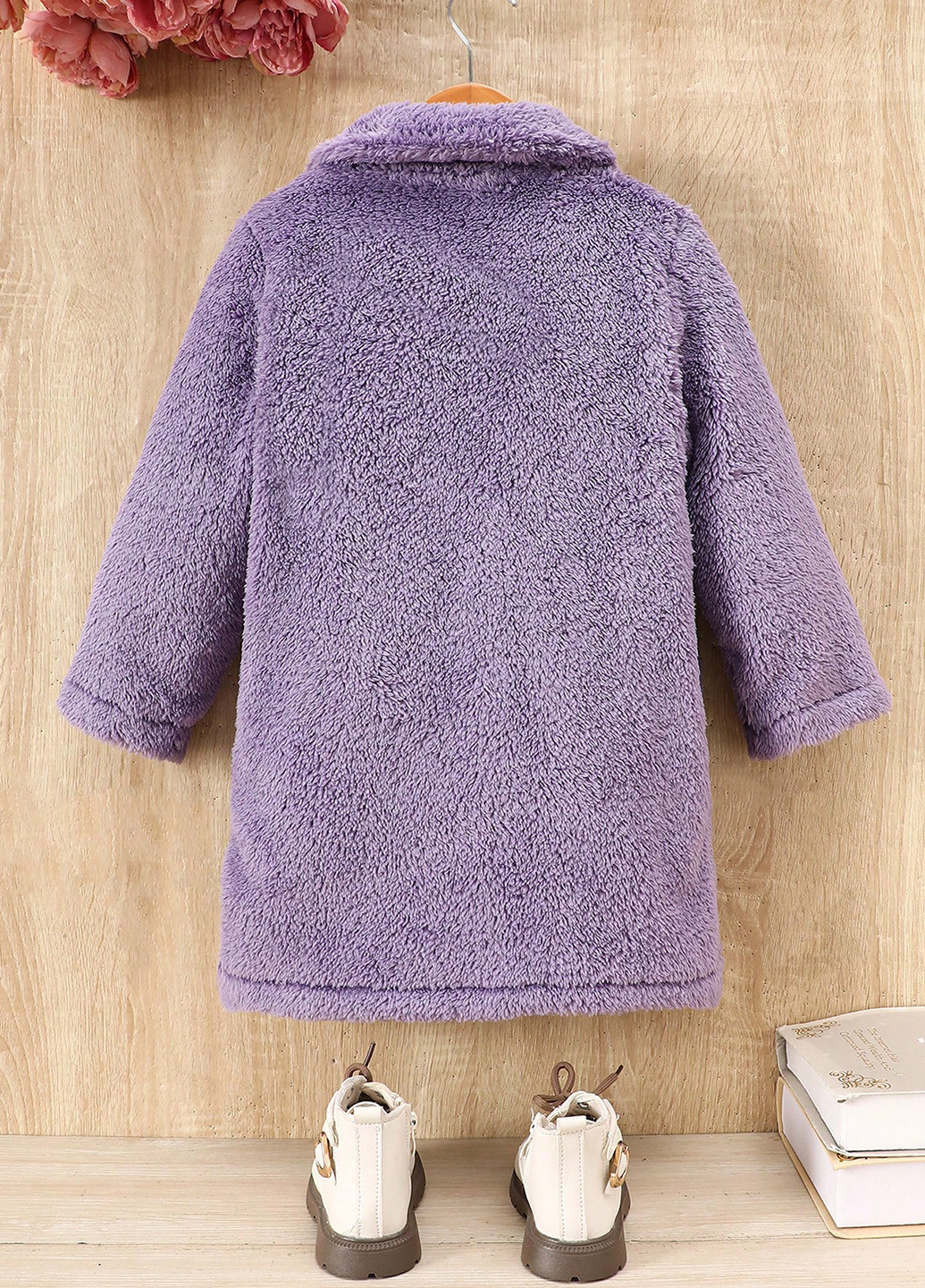 Світло-фіолетове демісезонне Пальто однобортне SHEIN