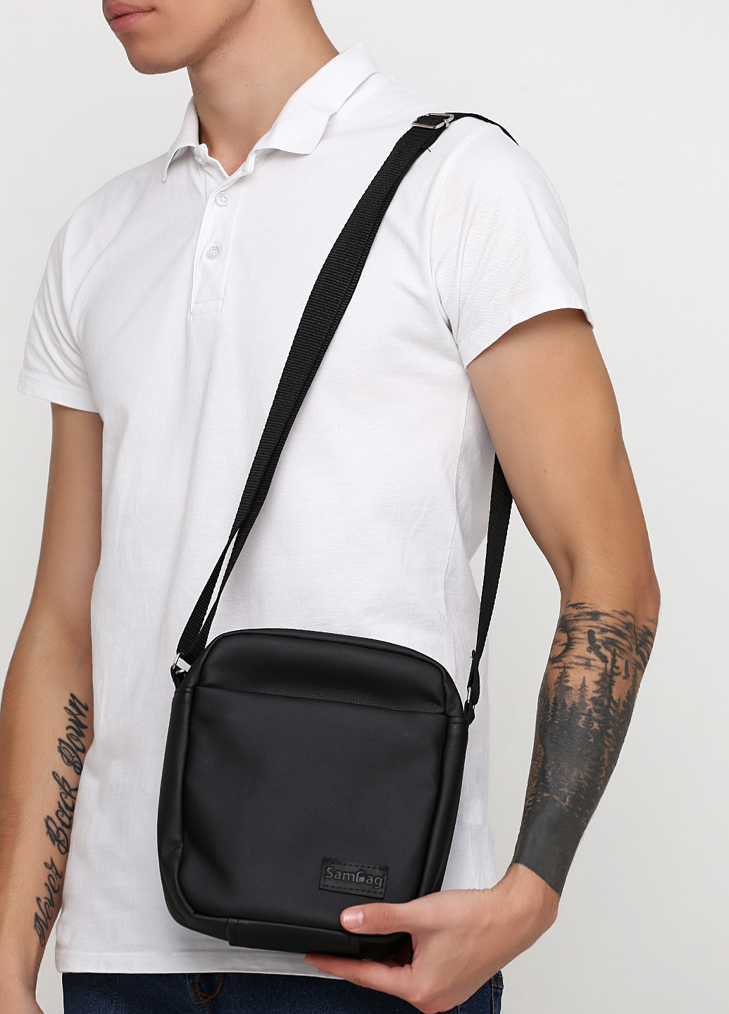 Мужская сумка через плечо мессенджер Makros черная Sambag (175250531)