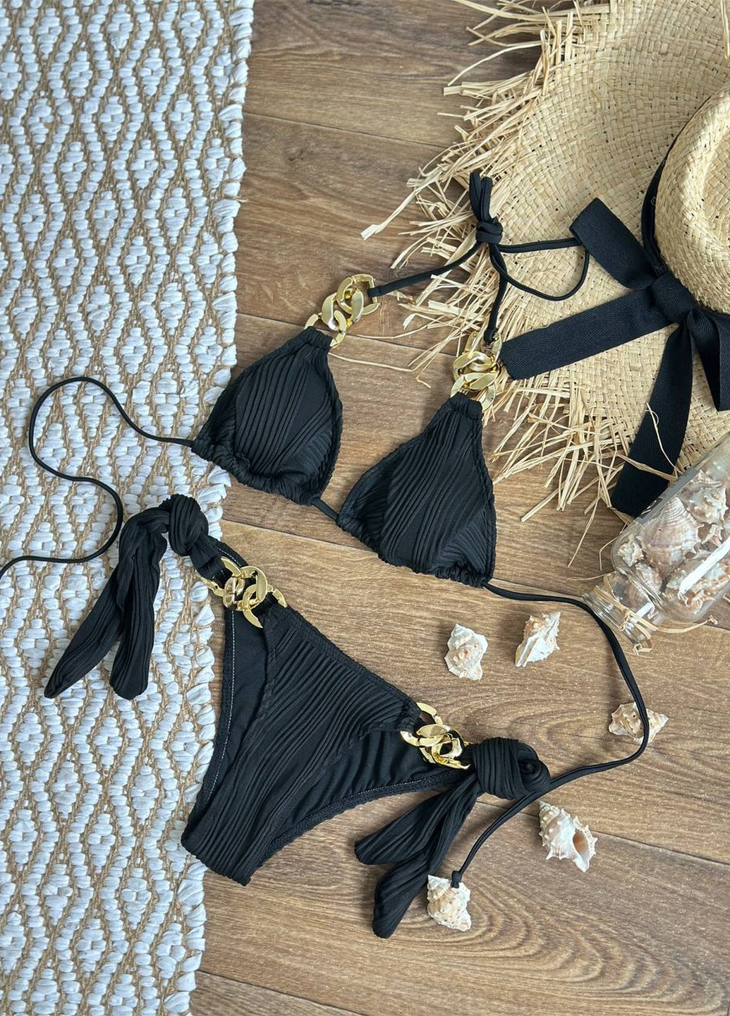 Чорний літній роздільний купальник (ліф, трусики) бікіні, роздільний NOVA VEGA