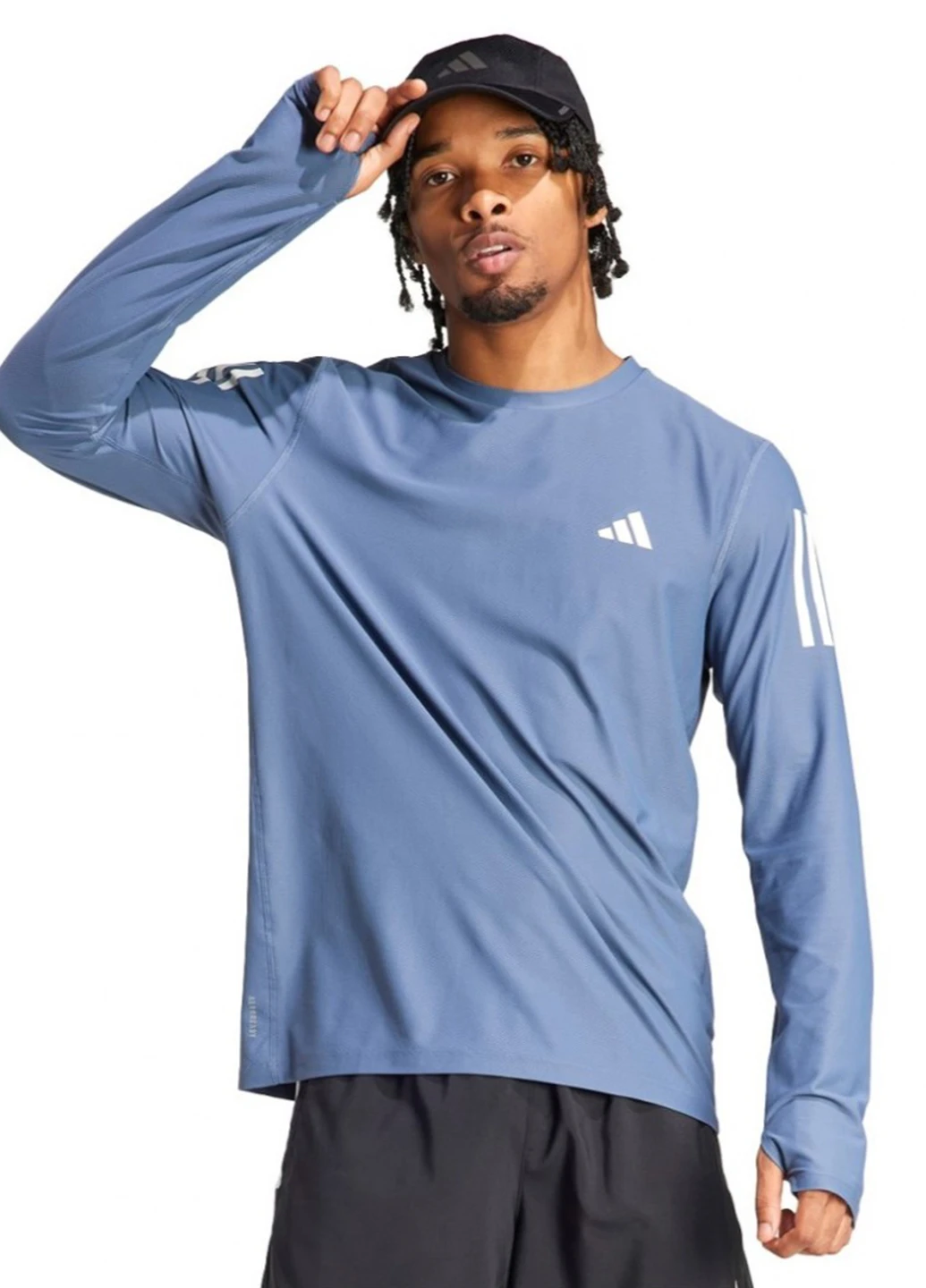 Лонгслів adidas OTR B LS логотип блакитний спортивні, кежуали поліестер