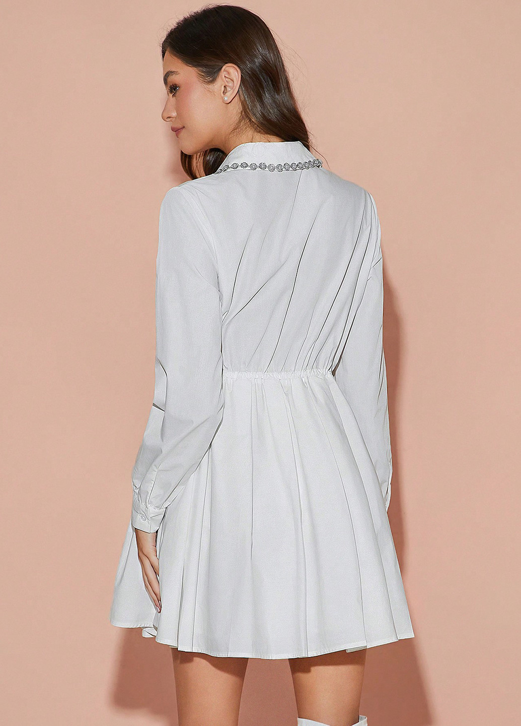 Белое кэжуал платье рубашка SHEIN однотонное