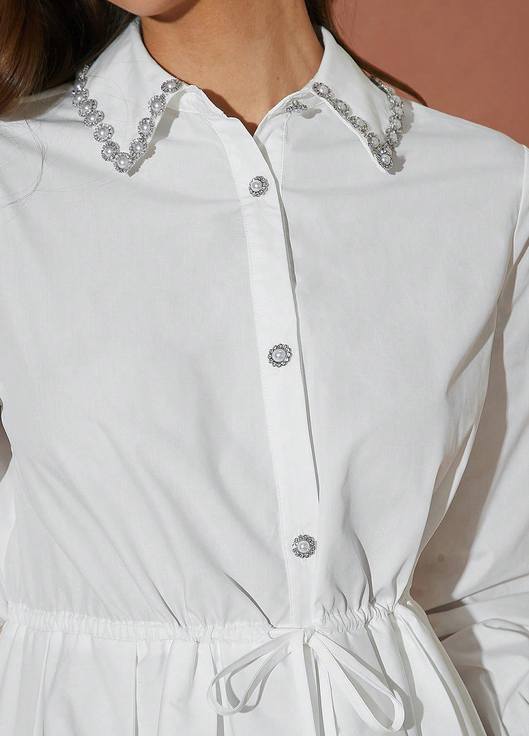 Белое кэжуал платье рубашка SHEIN однотонное