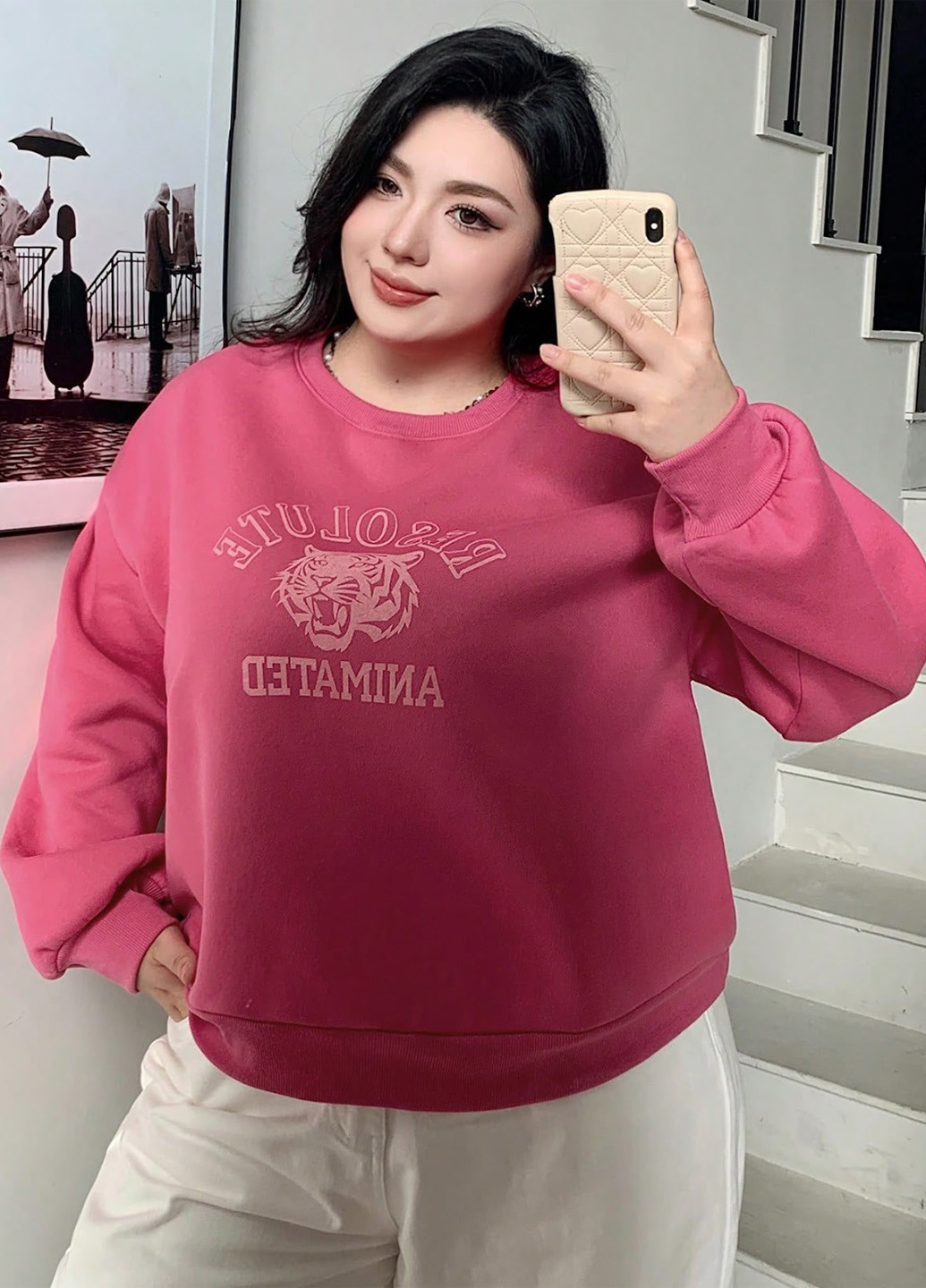 Розовый свитшот SHEIN надпись без декора (324390424)