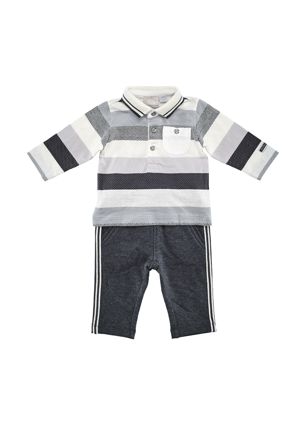 Серый демисезонный костюм (поло, брюки) брючный Chicco