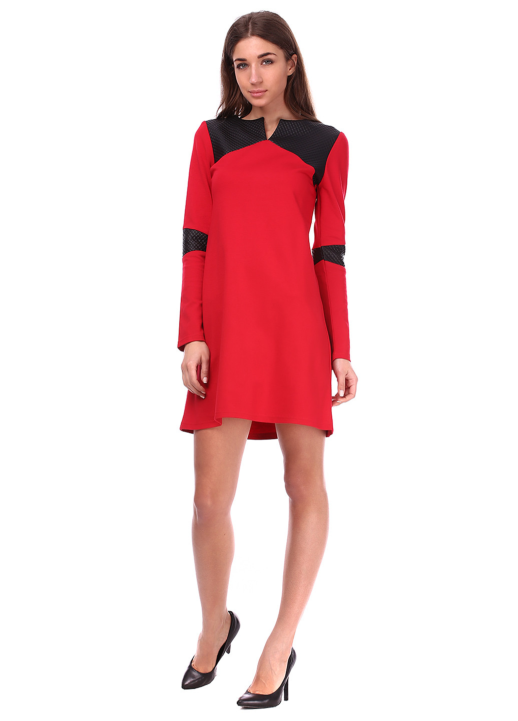 Красное кэжуал платье с длинным рукавом Ut