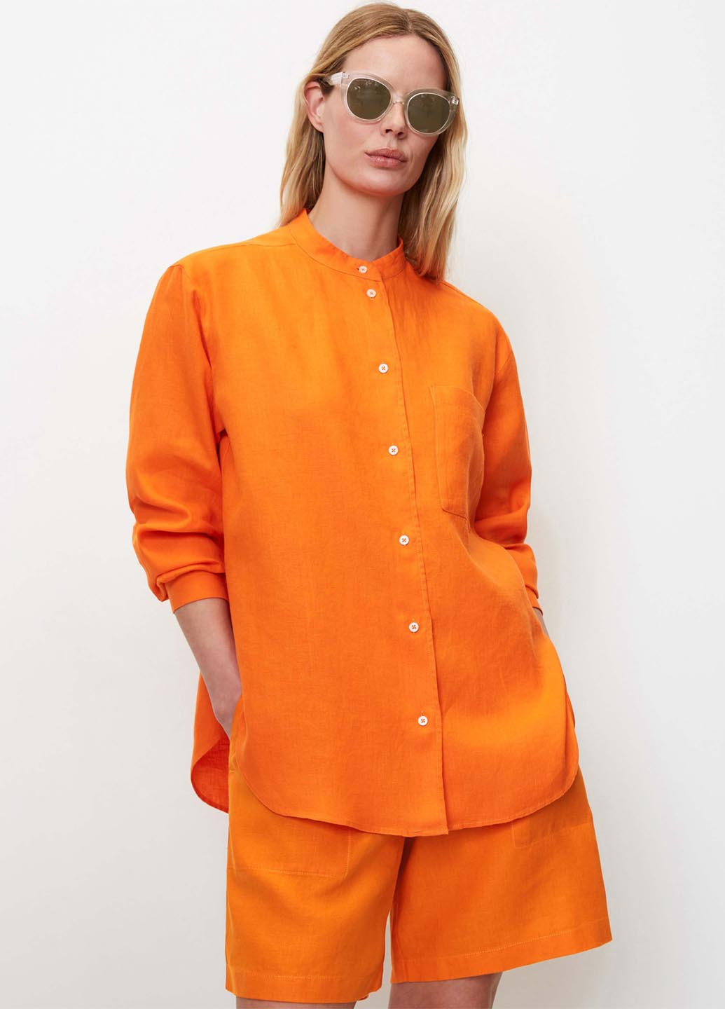 Оранжевая кэжуал рубашка однотонная Marc O'Polo