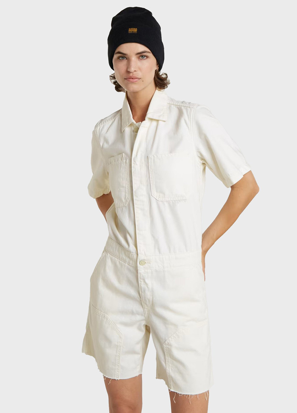 Комбінезон G-Star Raw комбінезон-шорти однотонний молочний кежуал бавовна