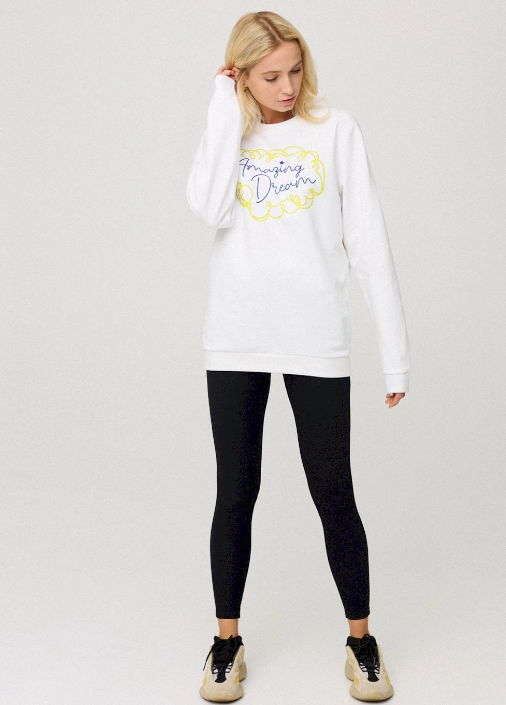 Белый світшот жіночий oversize /no flis/ YAPPI (254658767)