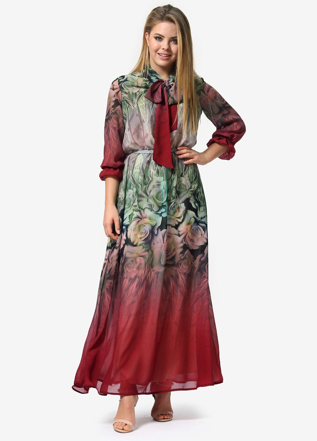 Комбинированное кэжуал платье клеш Lila Kass с цветочным принтом