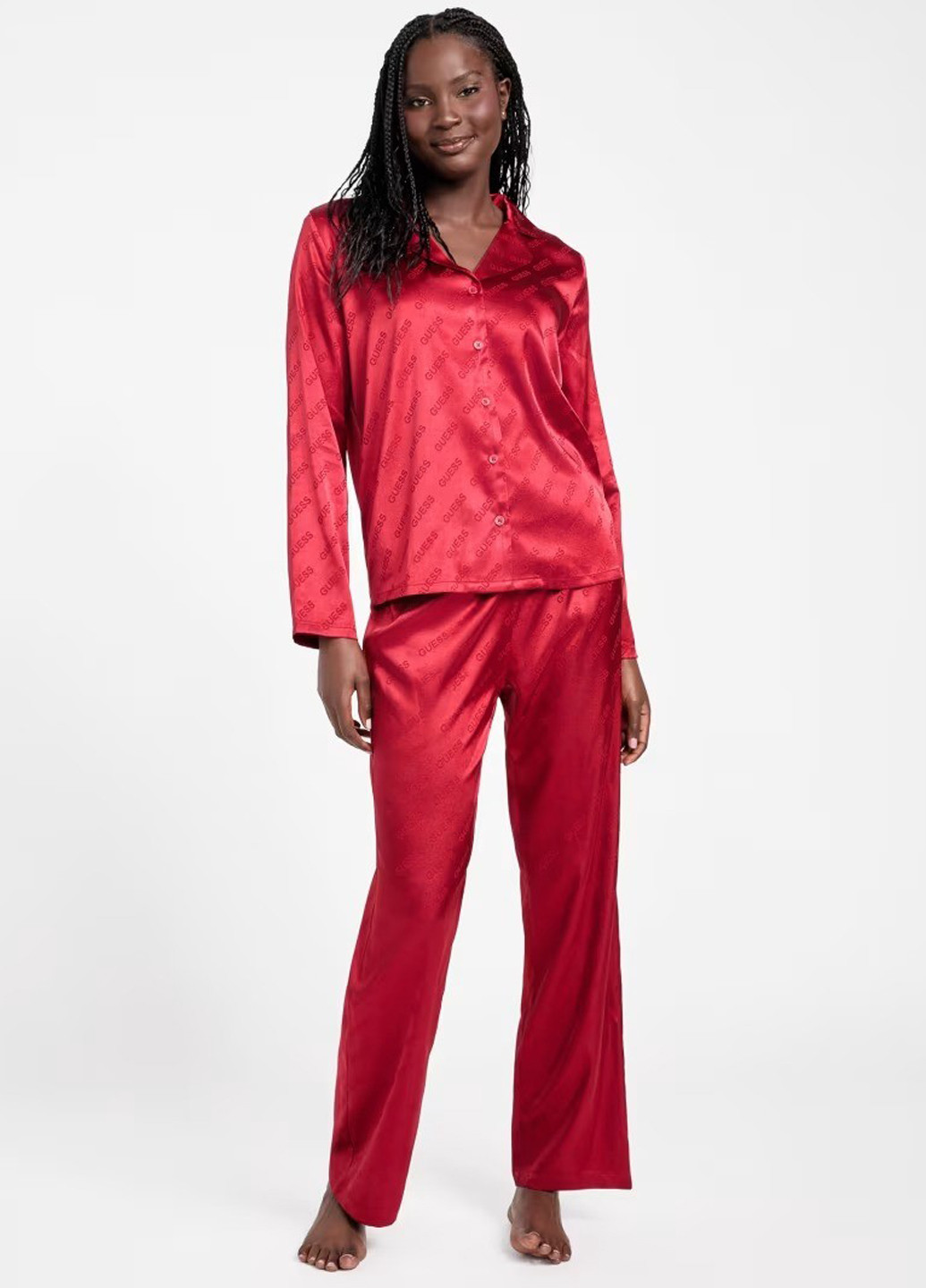 Червона всесезон піжама (сорочка, штани) сорочка + брюки Guess