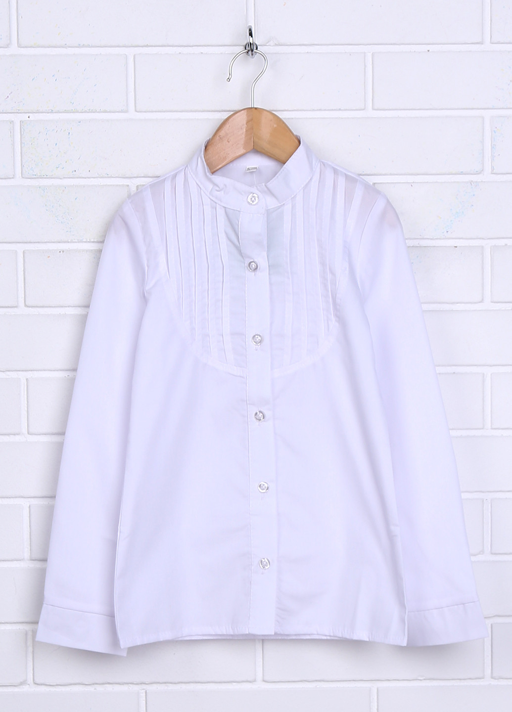 Белая однотонная блузка с длинным рукавом ViDa демисезонная