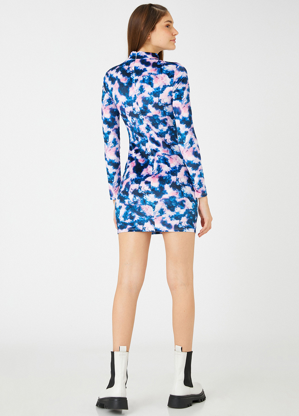 Комбинированное кэжуал платье платье-водолазка KOTON с абстрактным узором