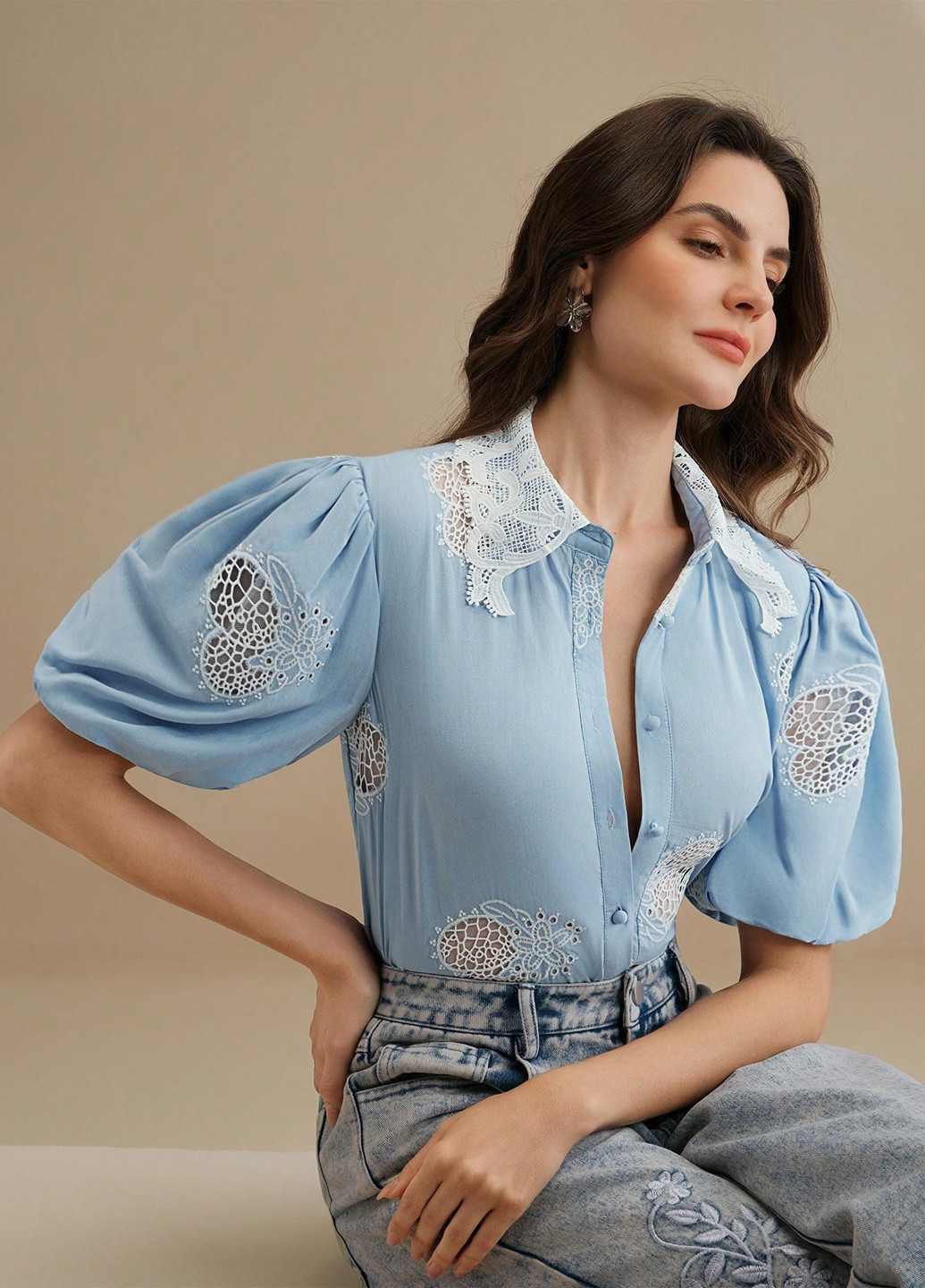 Голубая блуза SHEIN