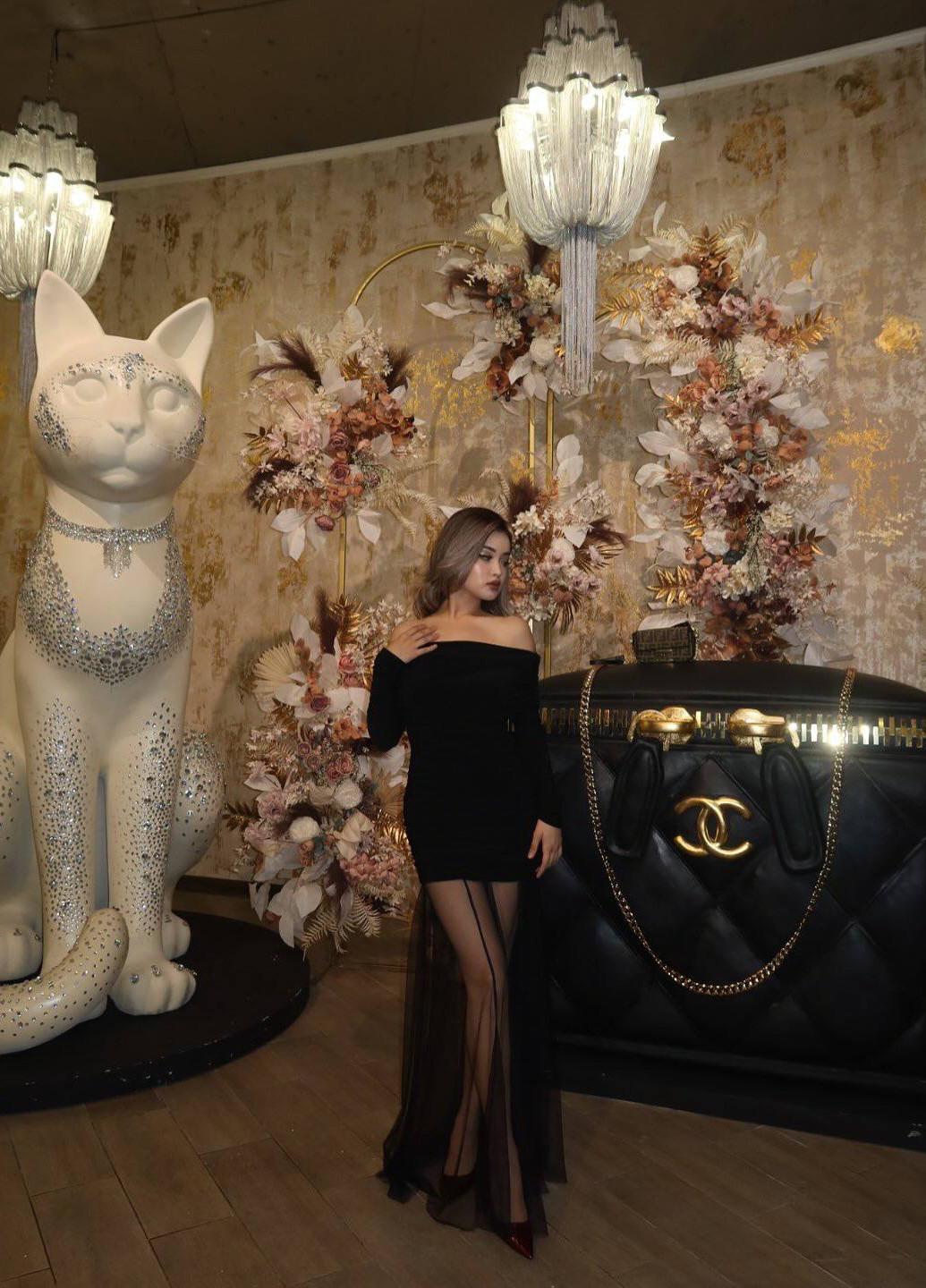 Черный демисезонный комплект (платье, юбка) Fashion