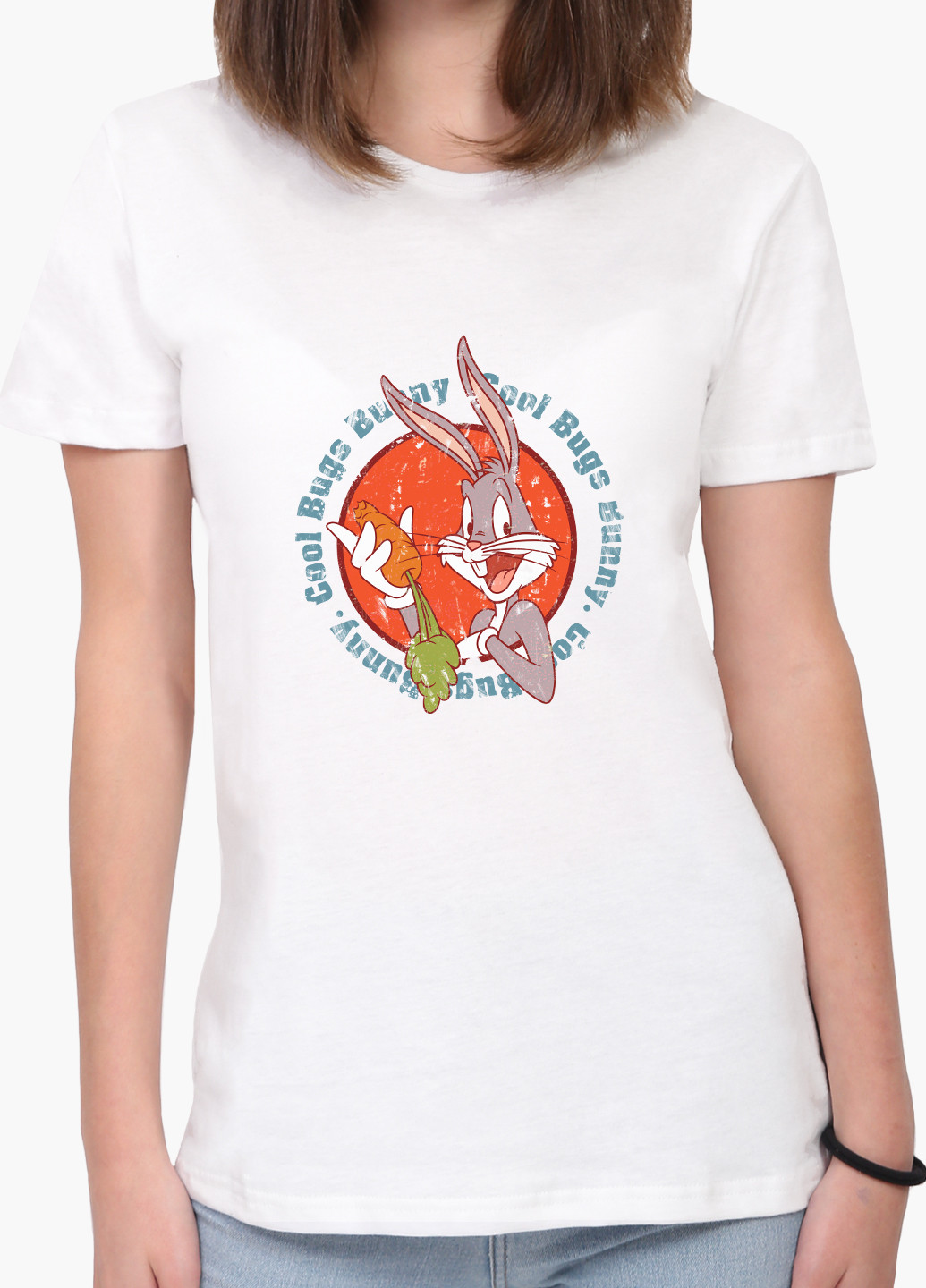 Біла демісезон футболка жіноча багз банні луні тюнз (bugs bunny looney tunes) білий (8976-2886) xxl MobiPrint
