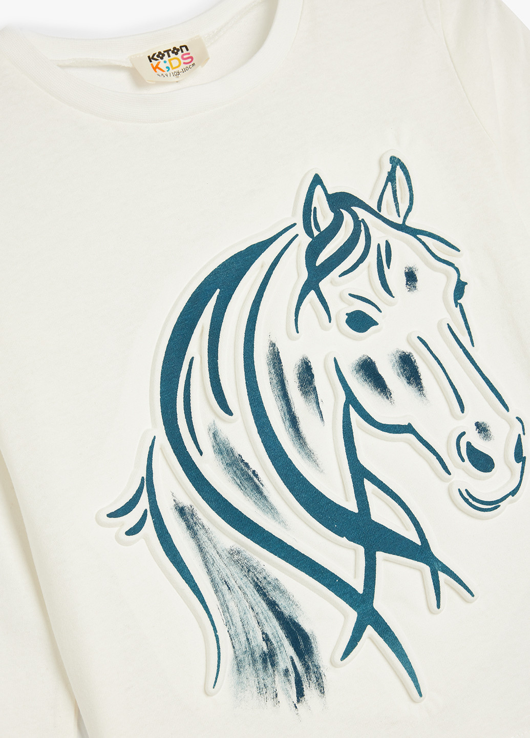 Белый демисезонный кэжуал лонгслив KOTON лошадь