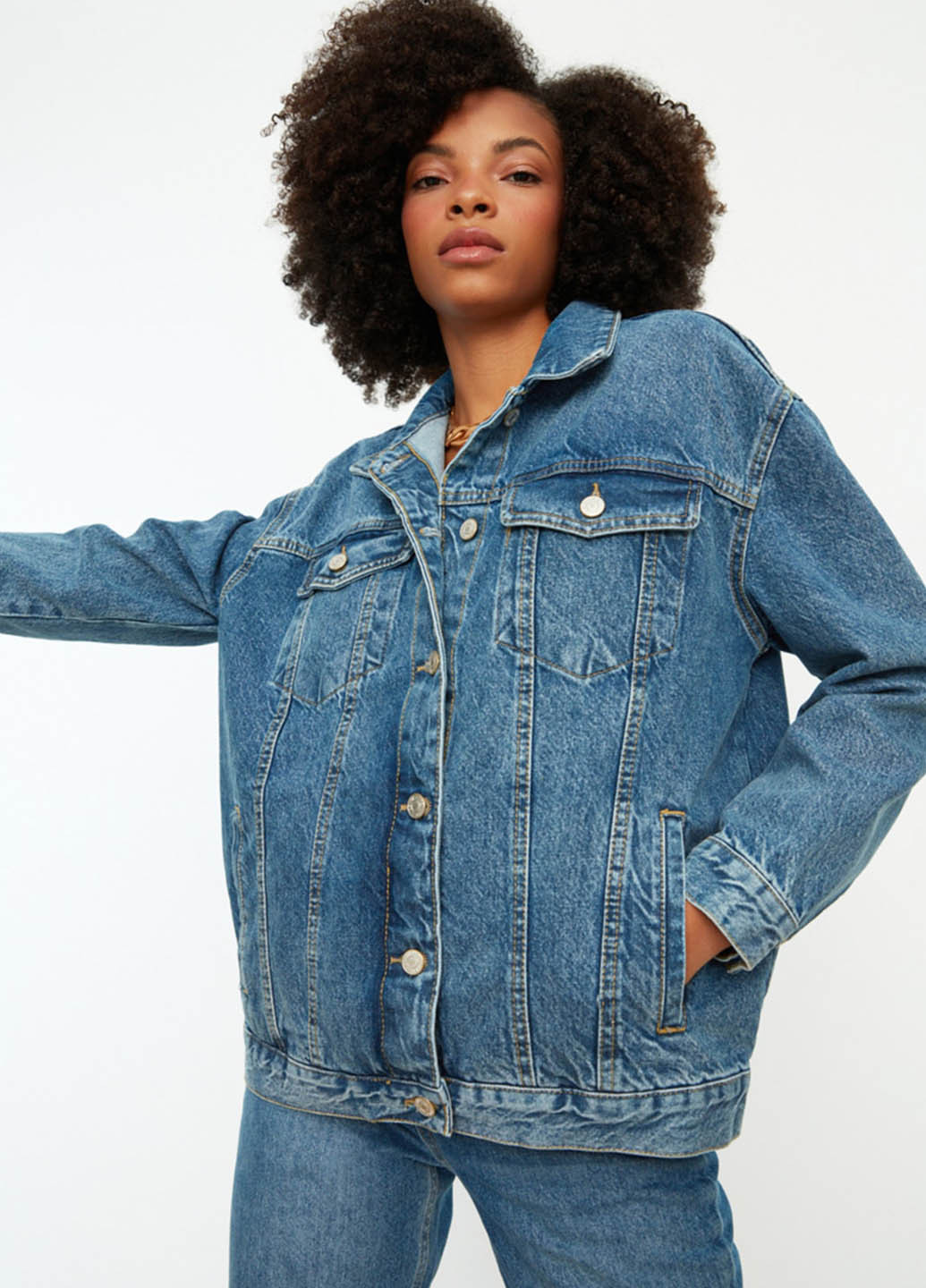 Синяя демисезонная куртка Trendyol