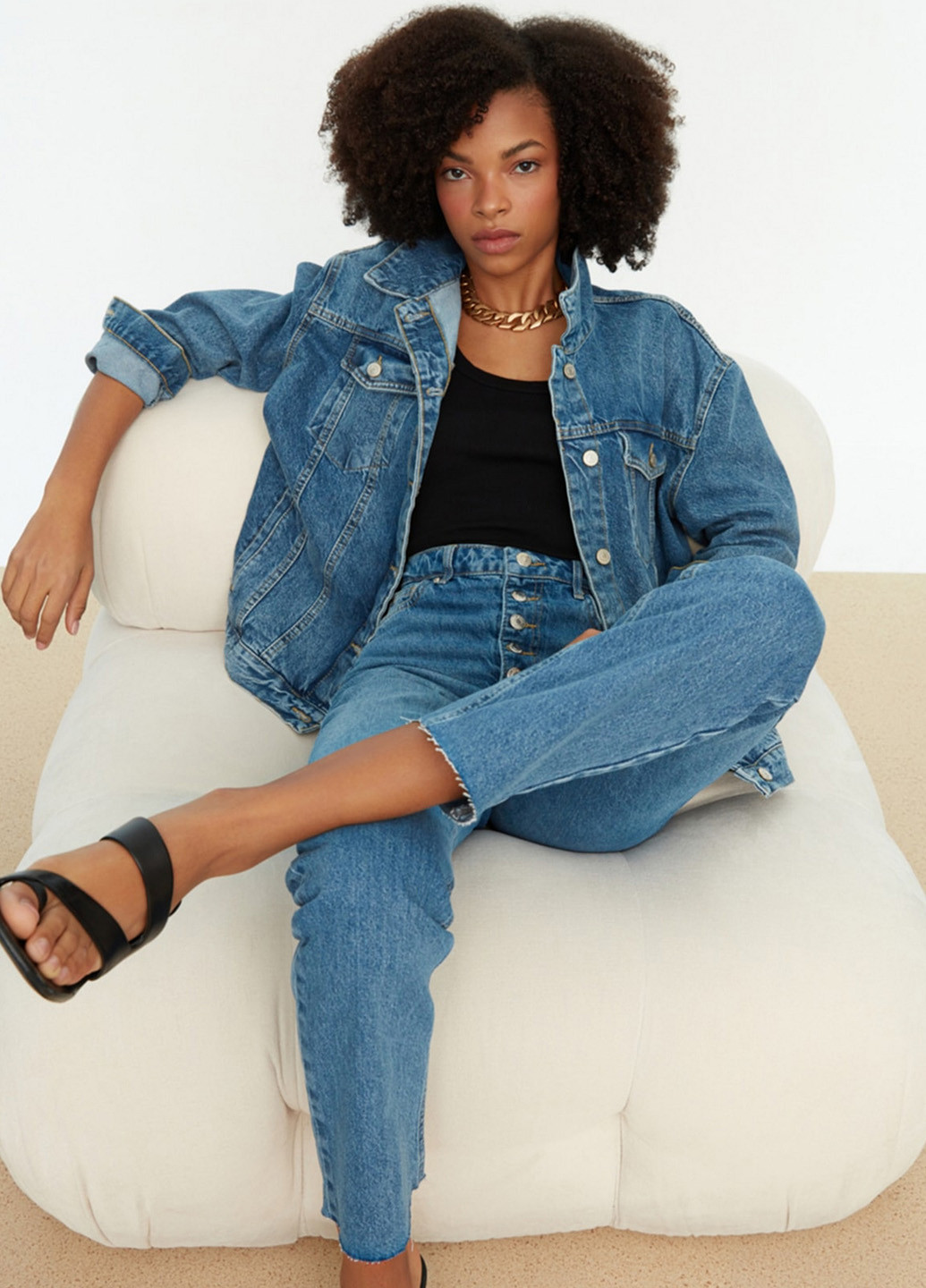 Синяя демисезонная куртка Trendyol