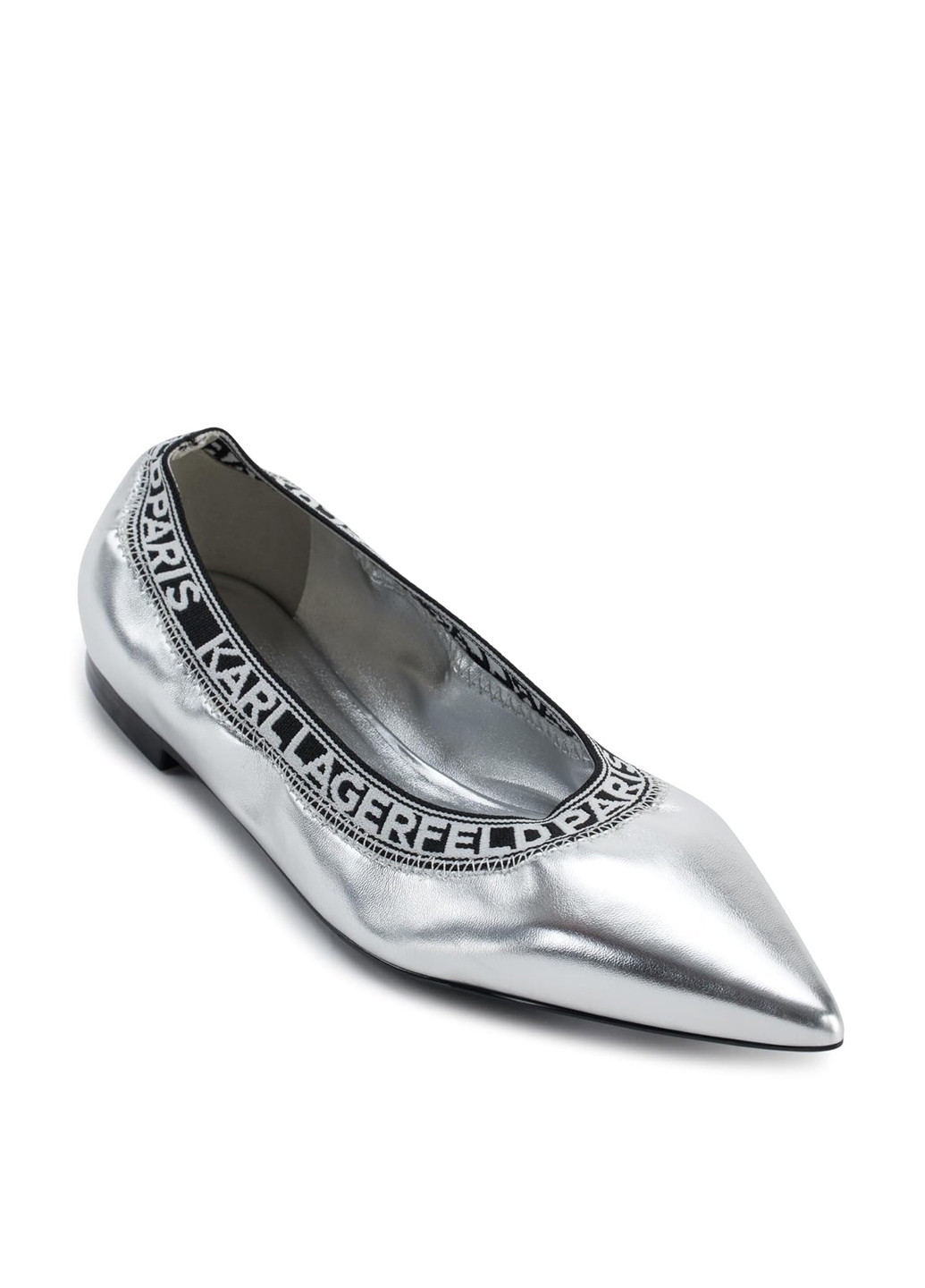 Женские балетки Karl Lagerfeld | серебряные надписи логотип искусственная кожа (329831986)