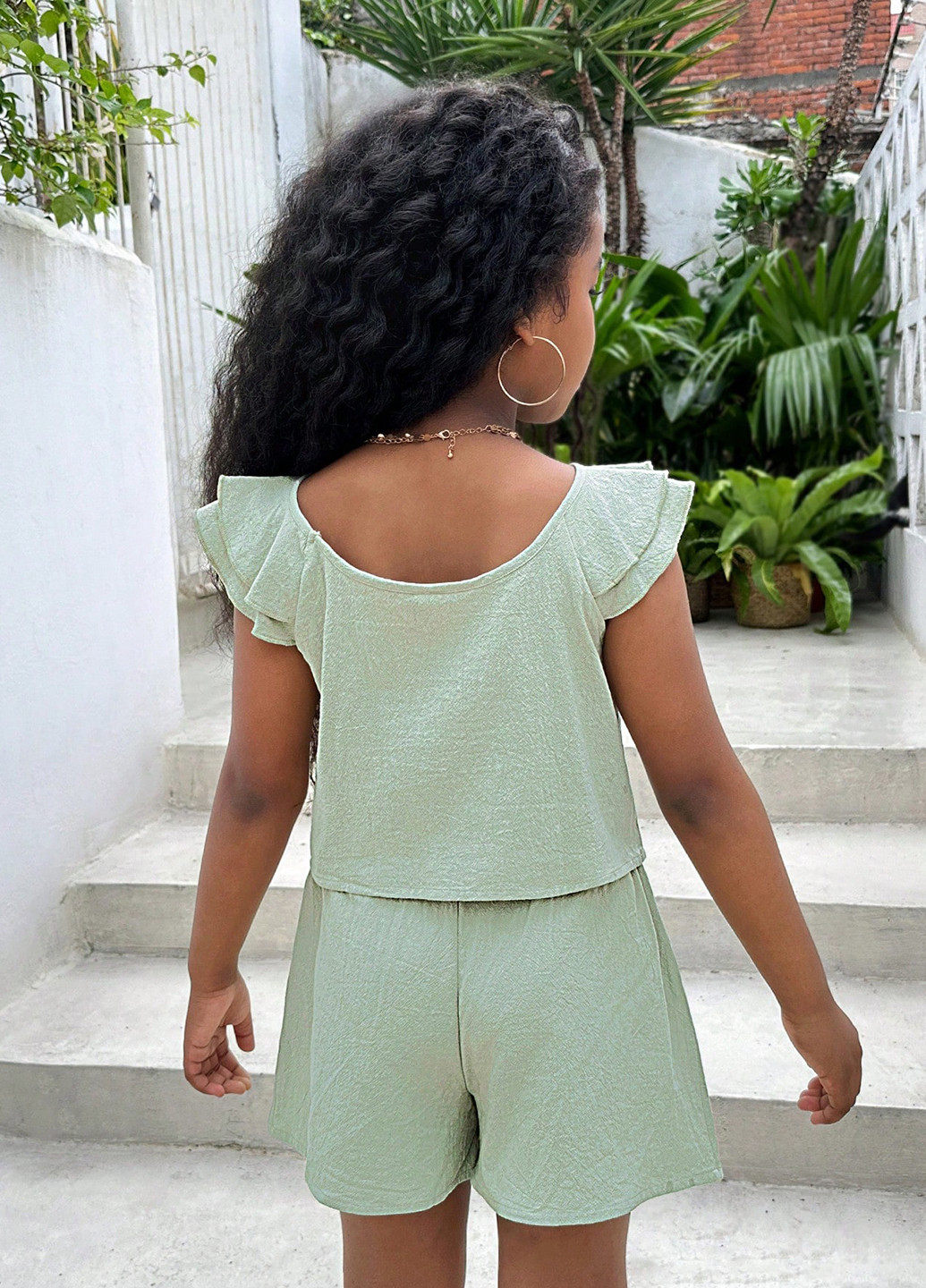М'ятний демісезонний костюм (блуза, шорти) з шортами SHEIN