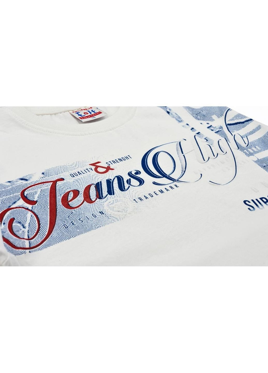 Біла демісезонна футболка дитяча "jeans high" (8757-128b-cream) Breeze