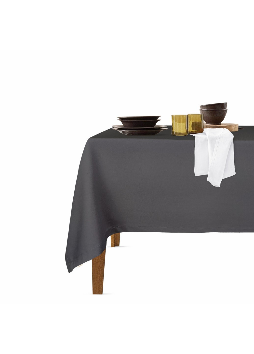 Столовый набор для сервировки стола скатерть Graphite 140х180 и салфетки тканевые White 35х35 - 4 шт (4822052073827) Cosas (252506505)