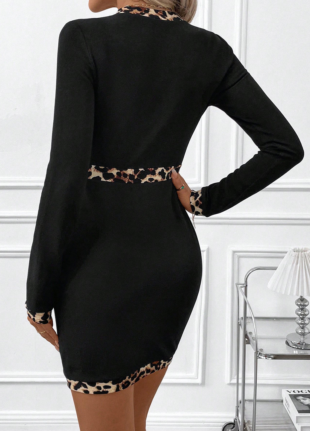 Чорна кежуал сукня футляр SHEIN леопардовий