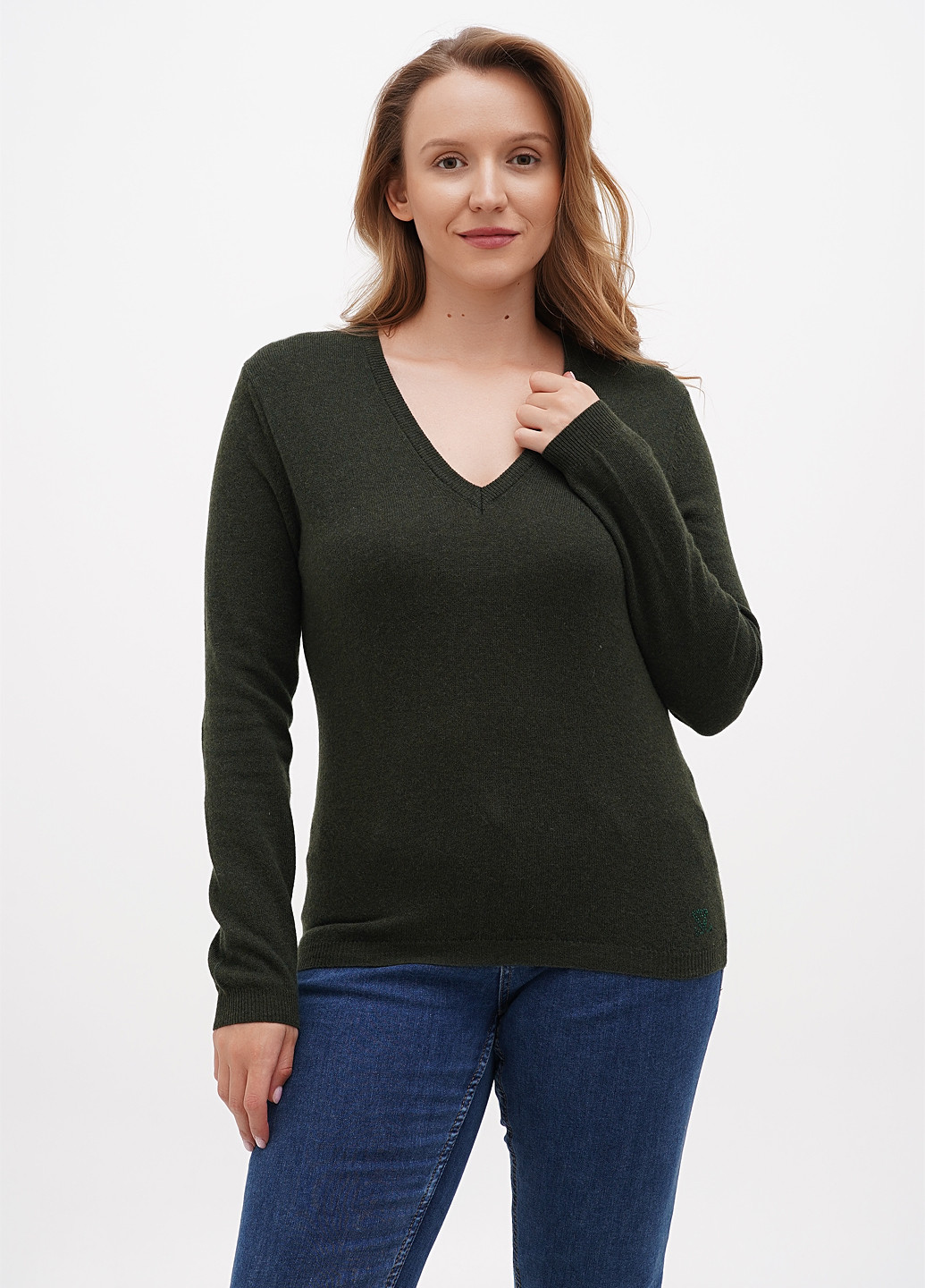 Оливковий (хакі) демісезонний пуловер пуловер Sassofono