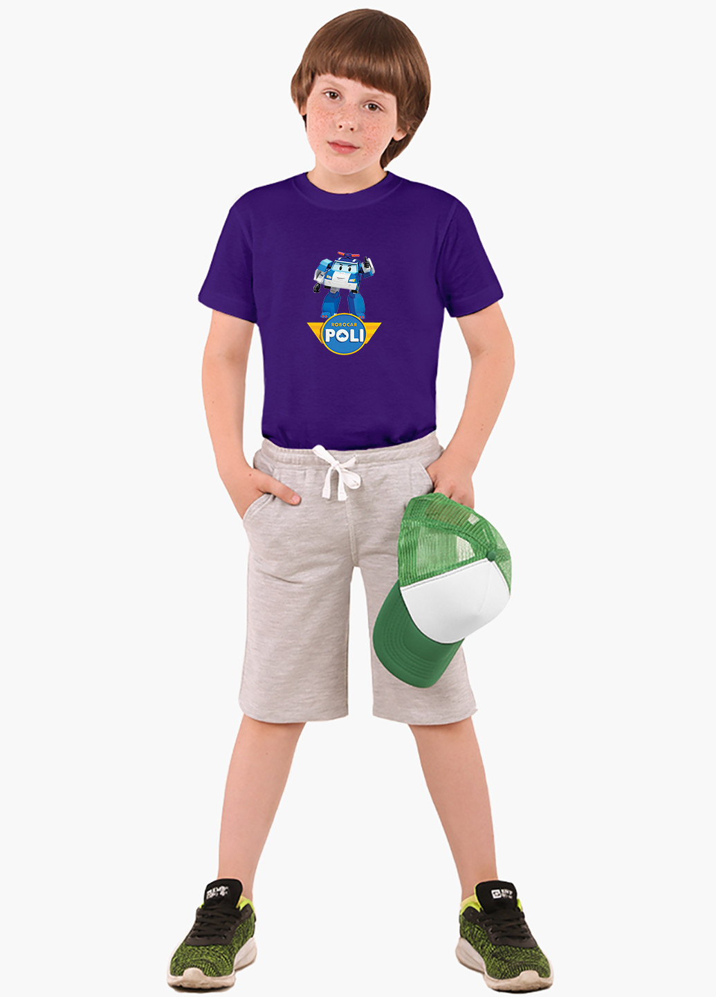Фіолетова демісезонна футболка дитяча робокар полі (robocar poli) (9224-1620) MobiPrint