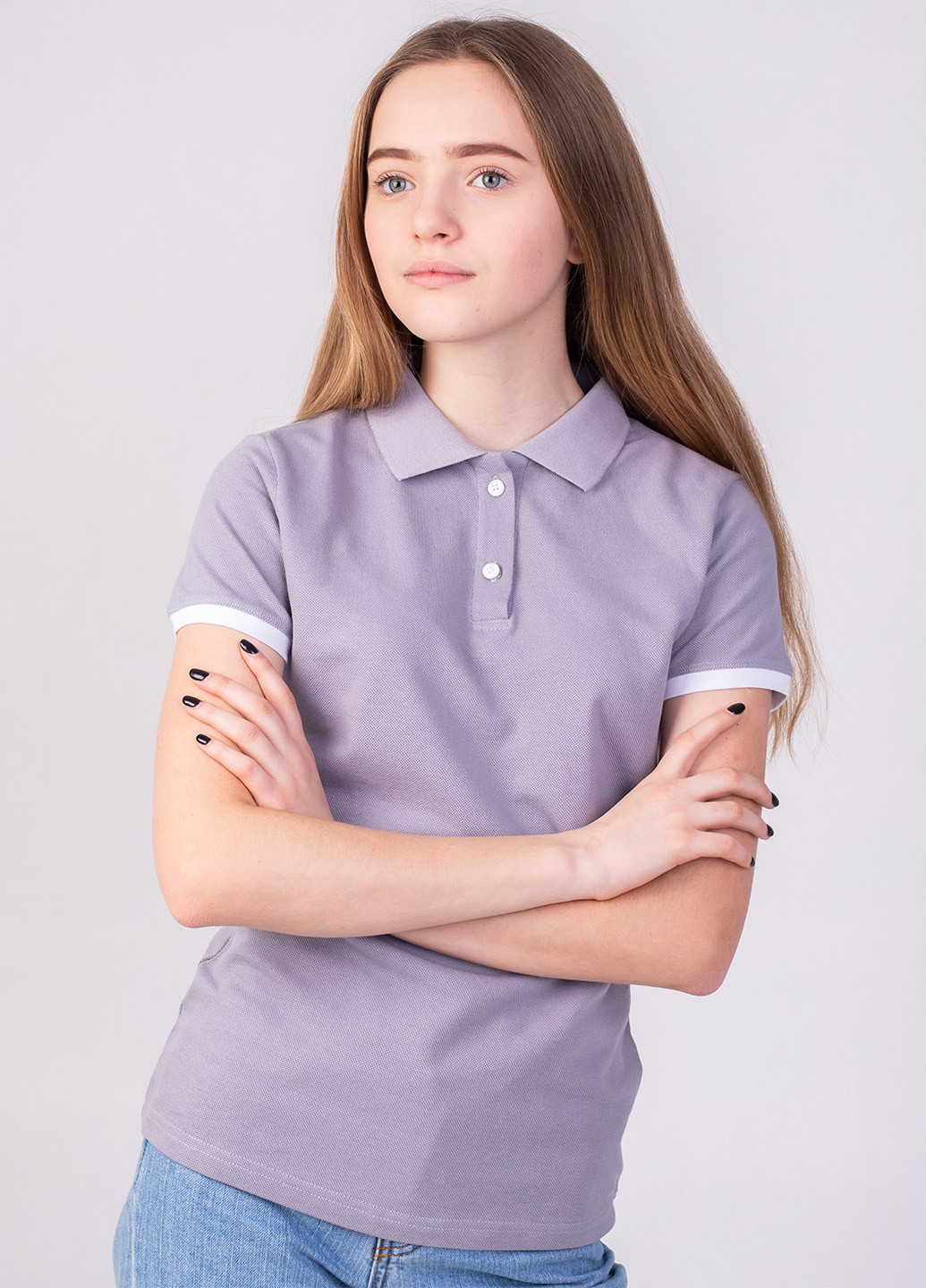 Серая женская футболка-футболка поло женская TvoePolo однотонная