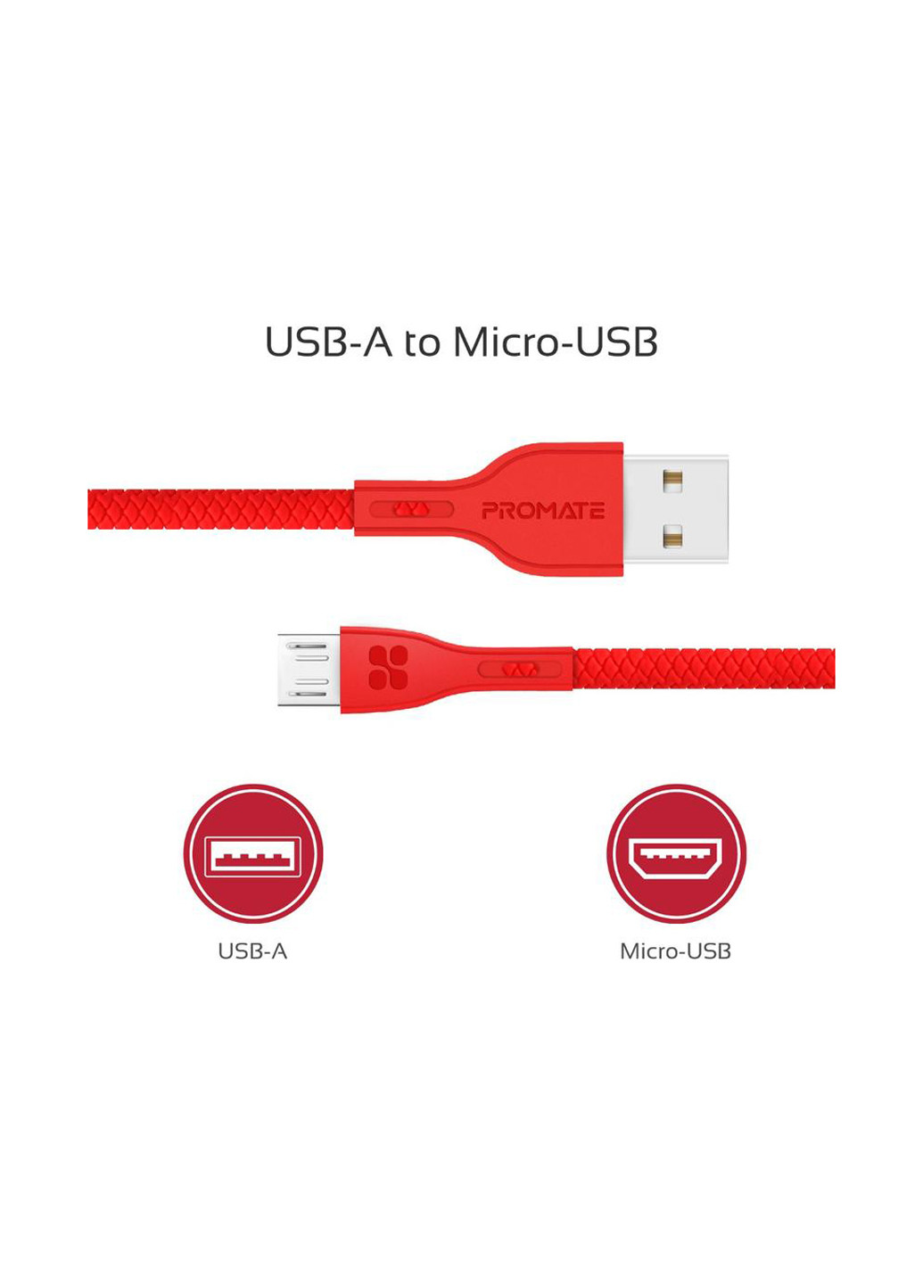 Кабель синхронизации Promate micro-usb powerbeam-m red (145384732)