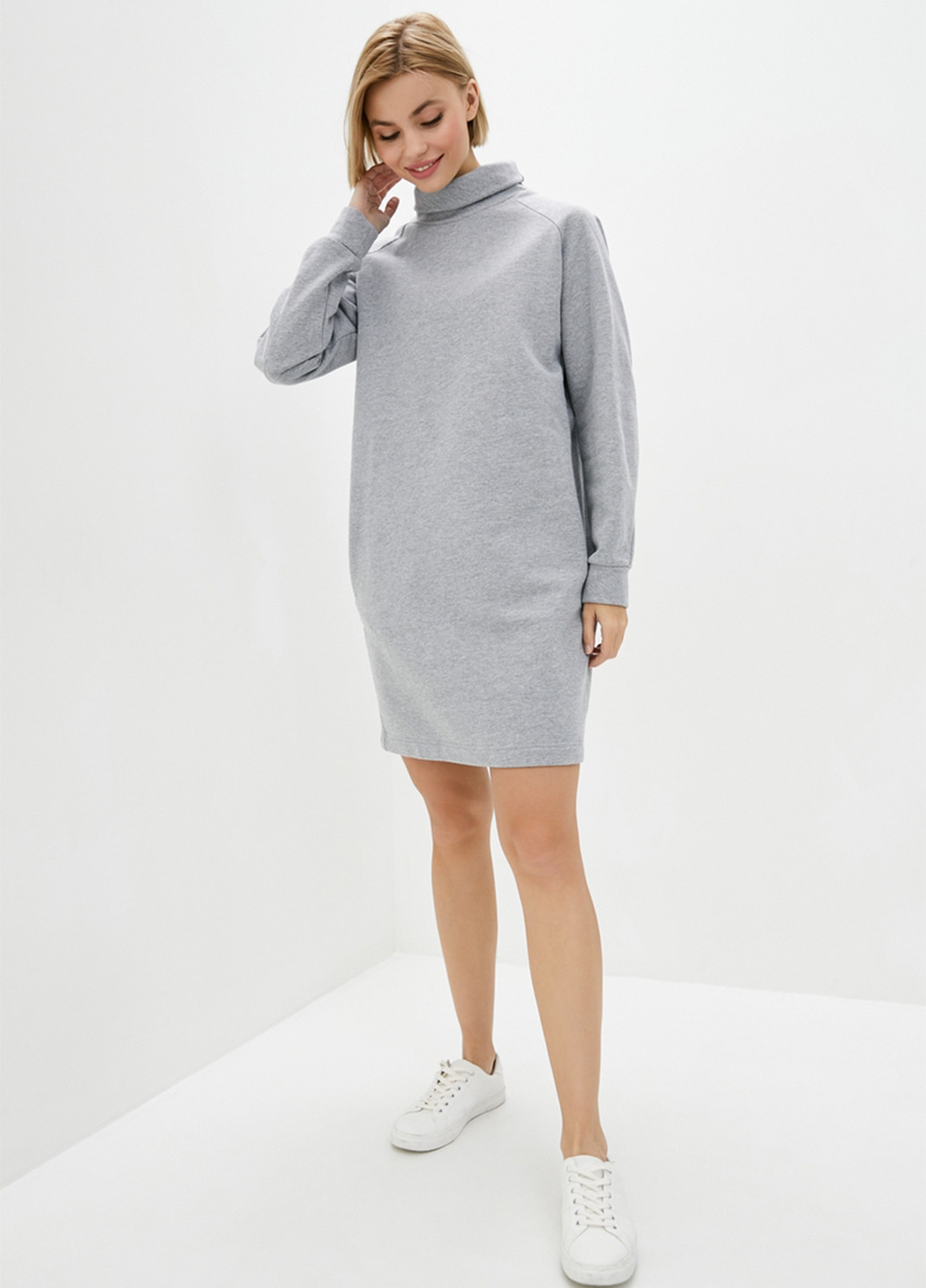 Светло-серое кэжуал платье платье-свитшот Promin меланжевое