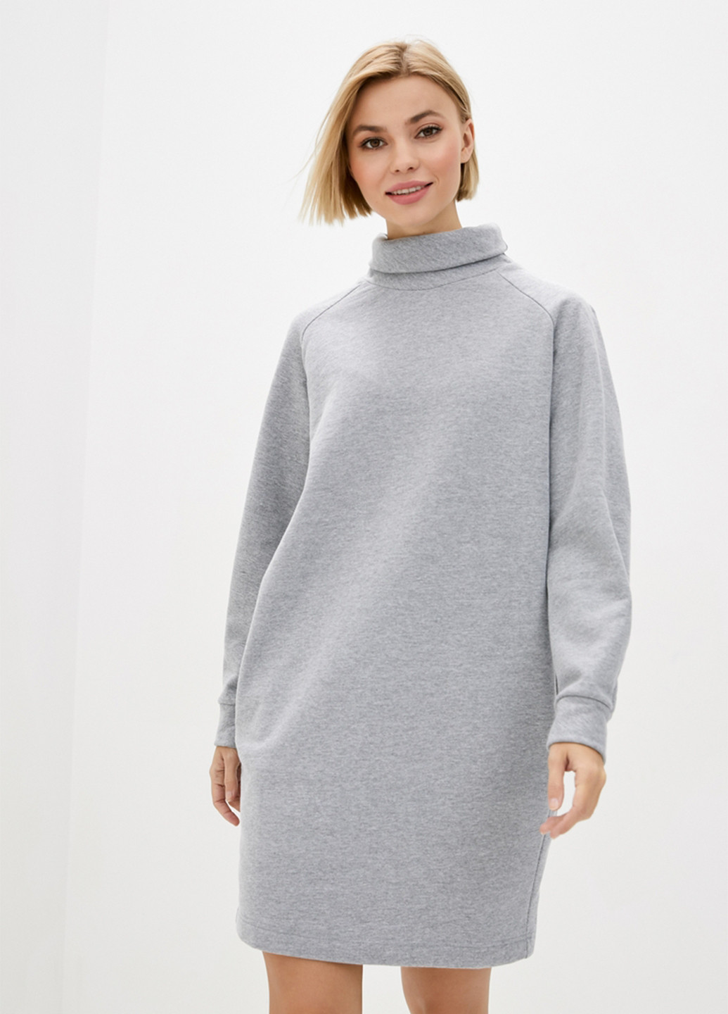 Светло-серое кэжуал платье платье-свитшот Promin меланжевое