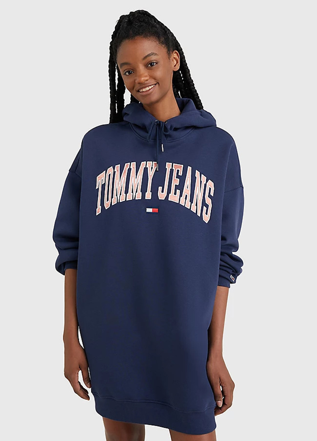 Темно-синее кэжуал платье платье-худи Tommy Hilfiger с логотипом