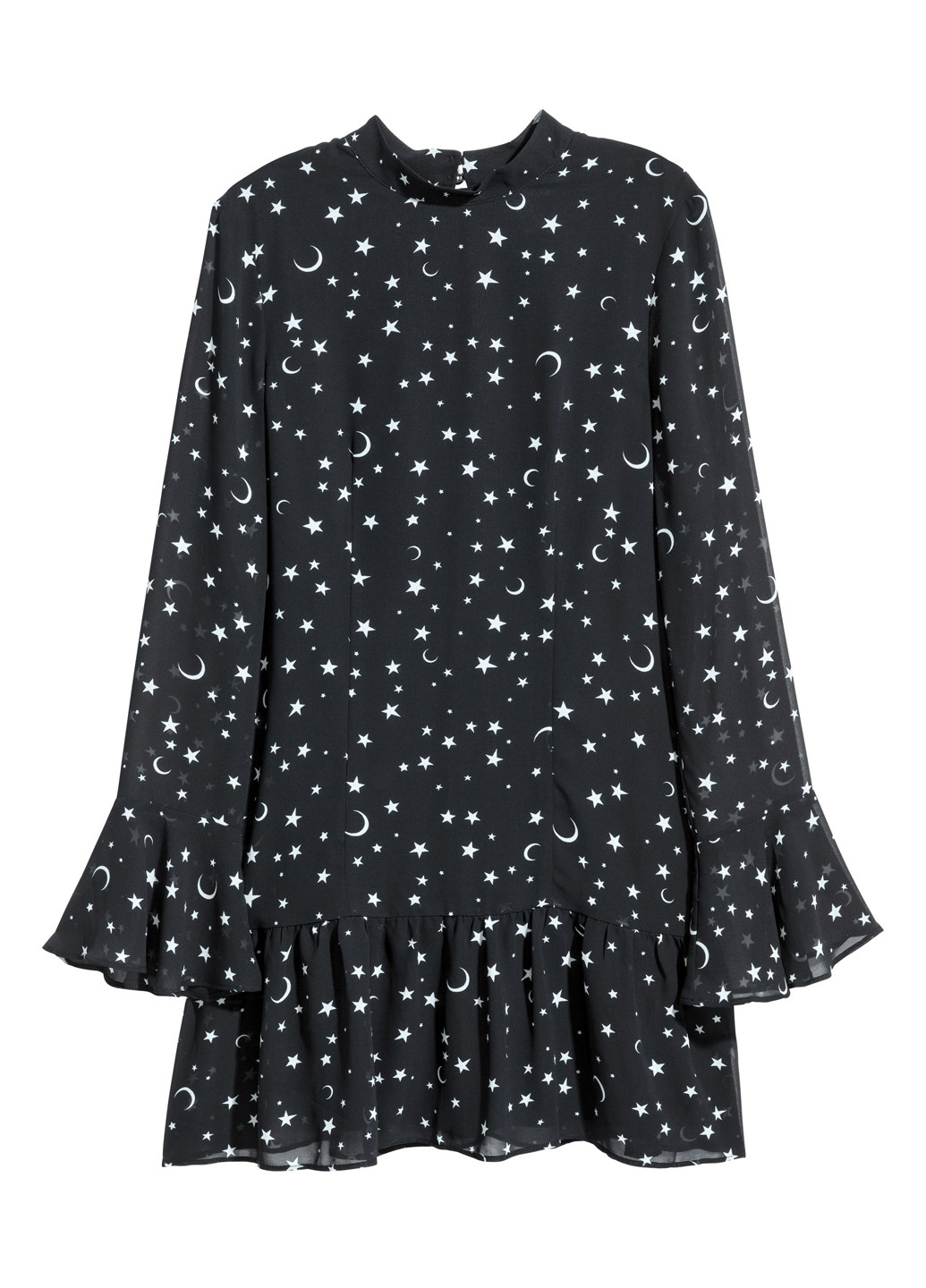 Черное кэжуал платье а-силуэт H&M звезды