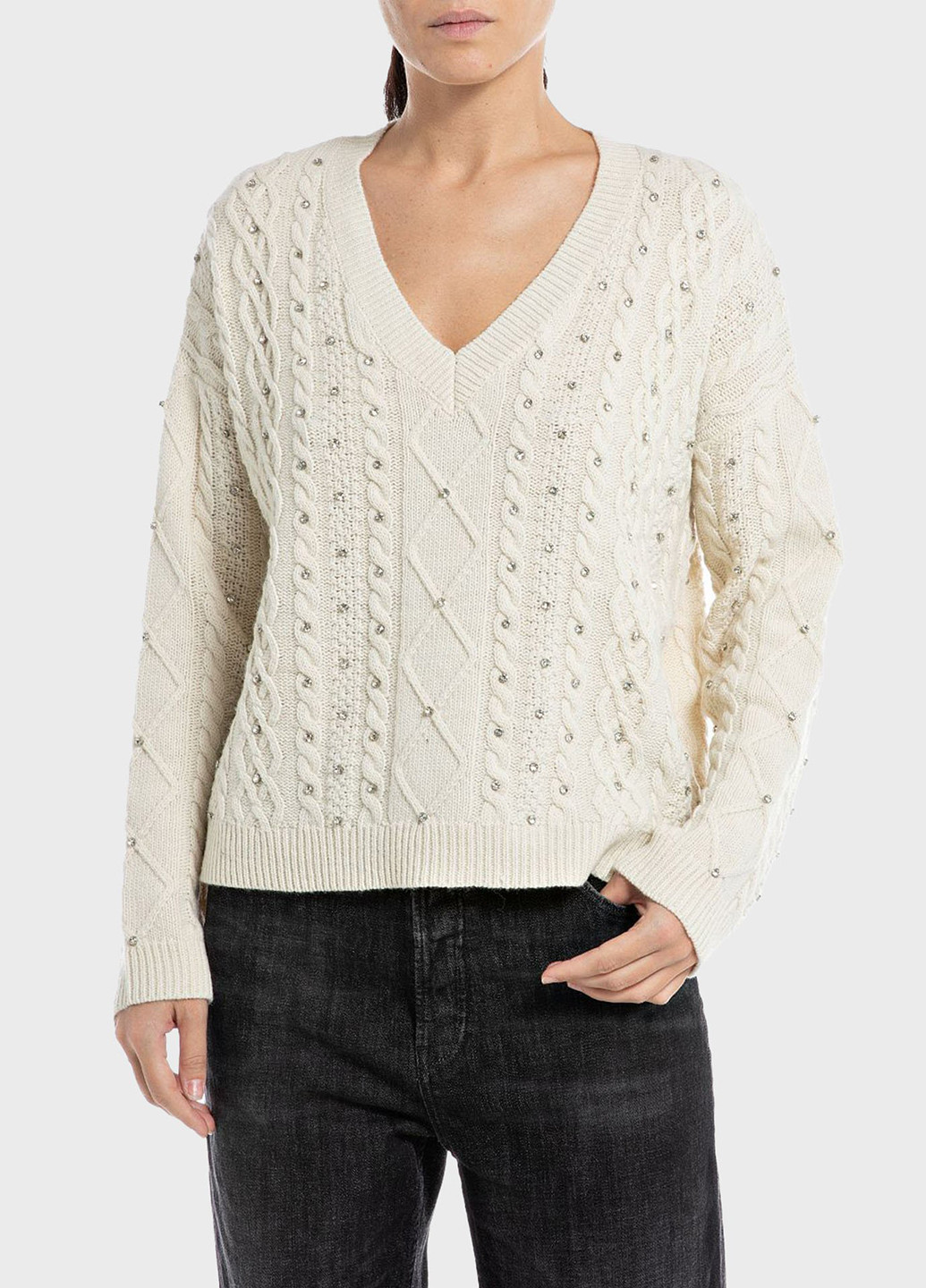 Белый демисезонный пуловер пуловер Replay