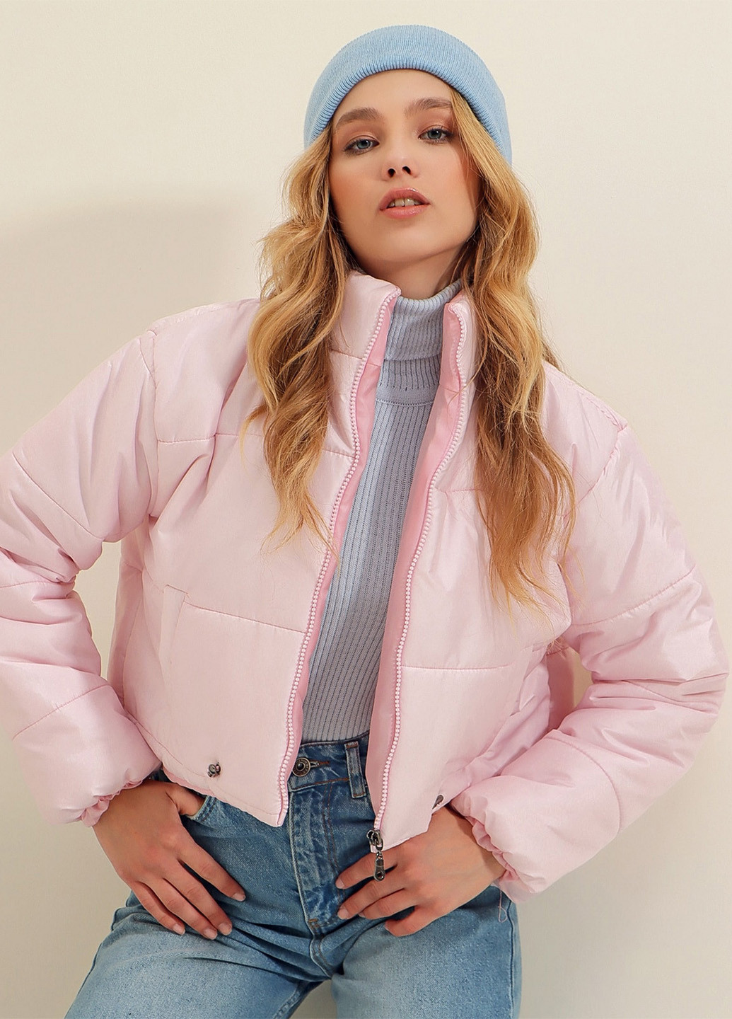 Світло-рожева демісезонна куртка Trend Alacati Stili