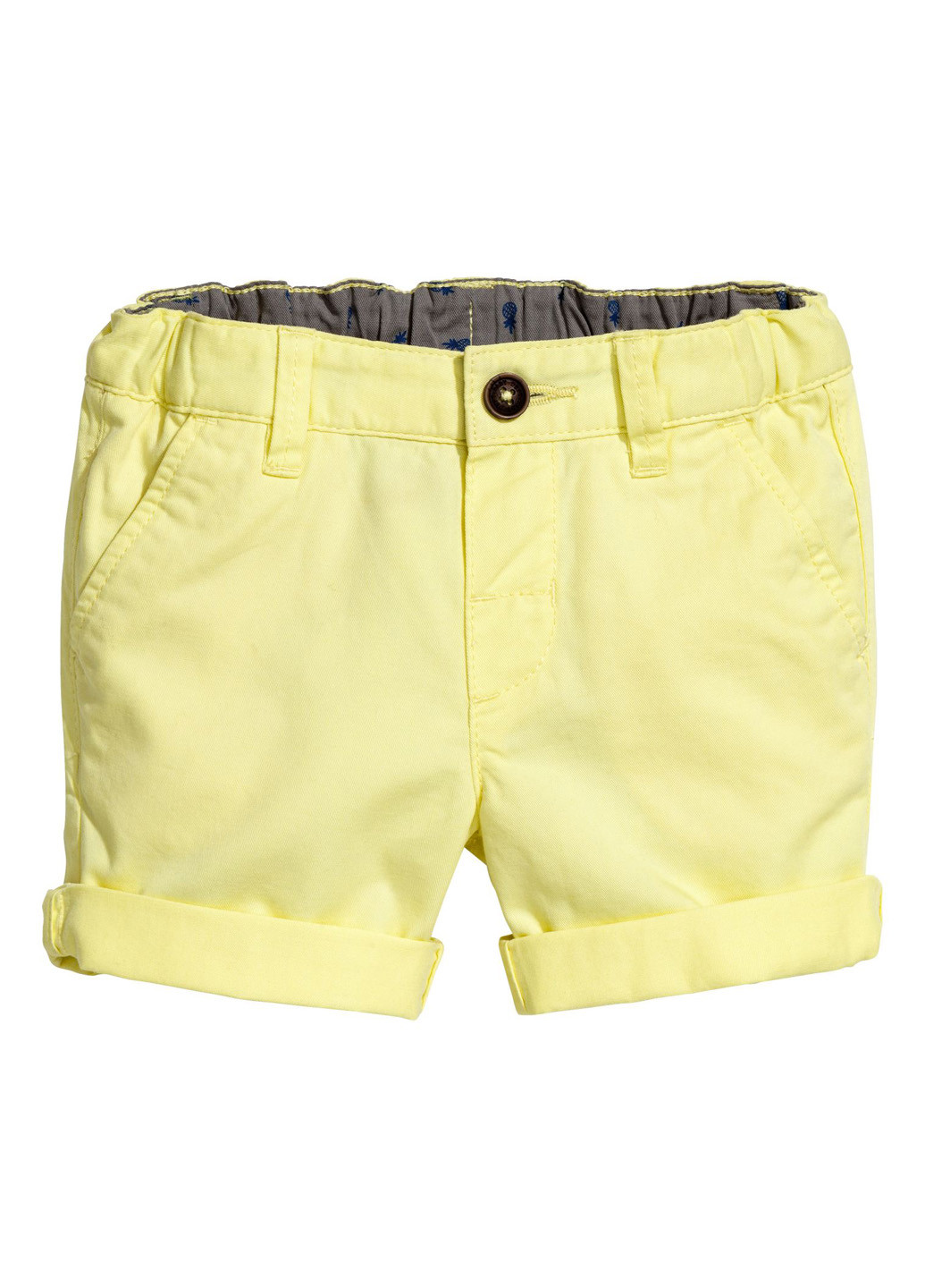 Шорты H&M однотонные жёлтые джинсовые хлопок
