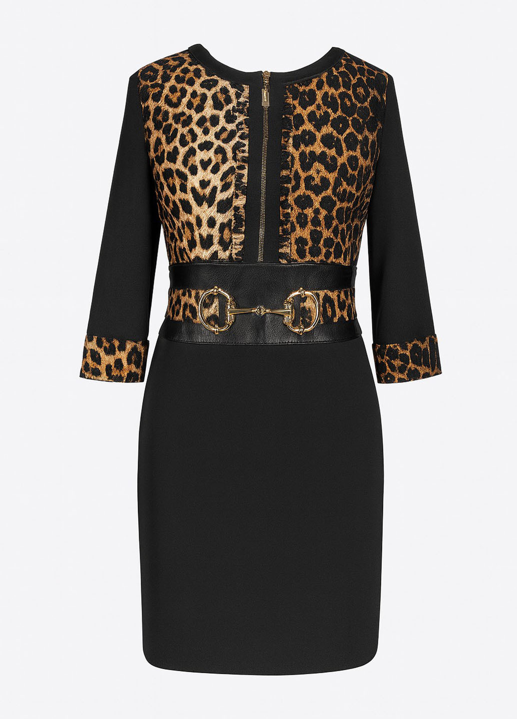 Черное кэжуал платье футляр Sassofono леопардовый
