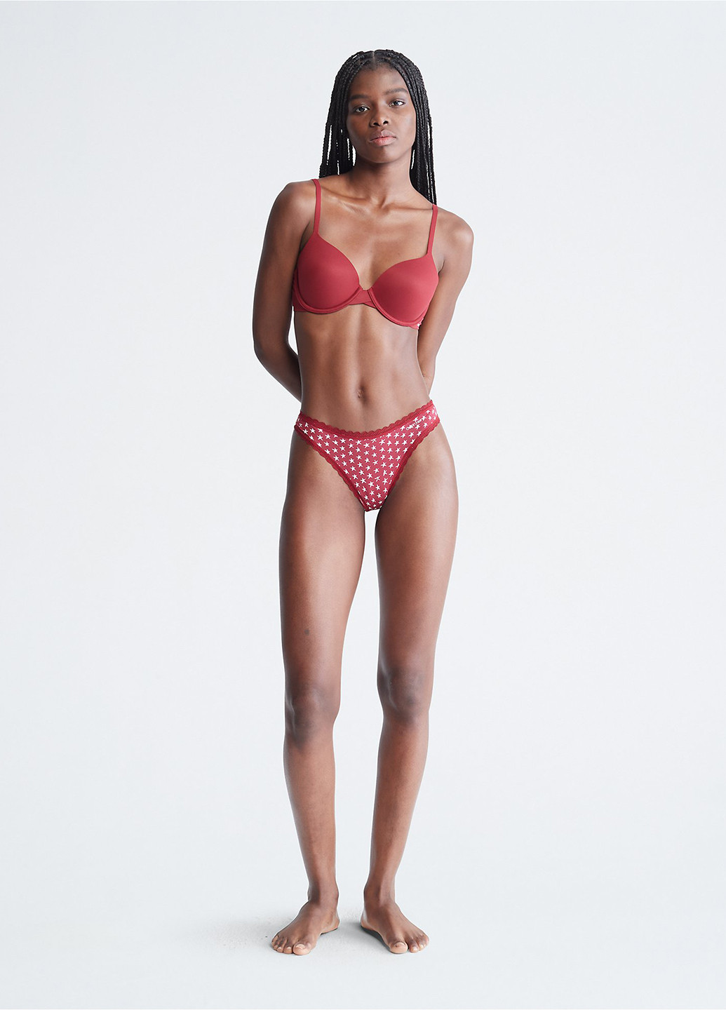 Тёмно-красный бюстгальтер Calvin Klein с косточками нейлон
