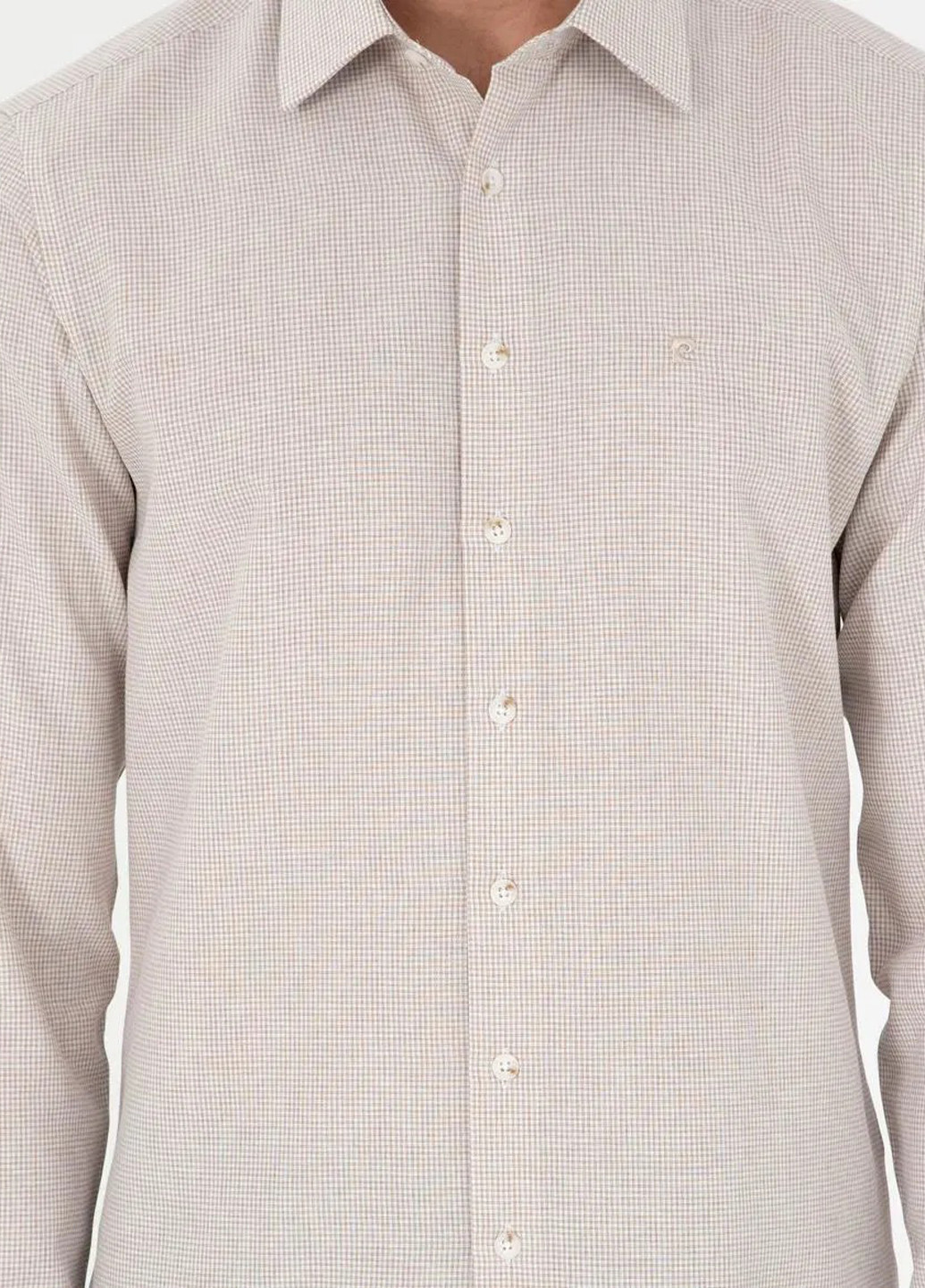 Бежевая кэжуал рубашка однотонная Pierre Cardin