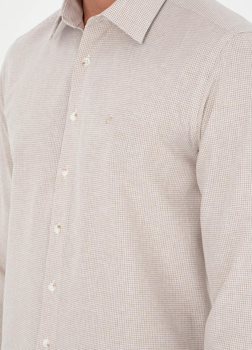 Бежевая кэжуал рубашка однотонная Pierre Cardin