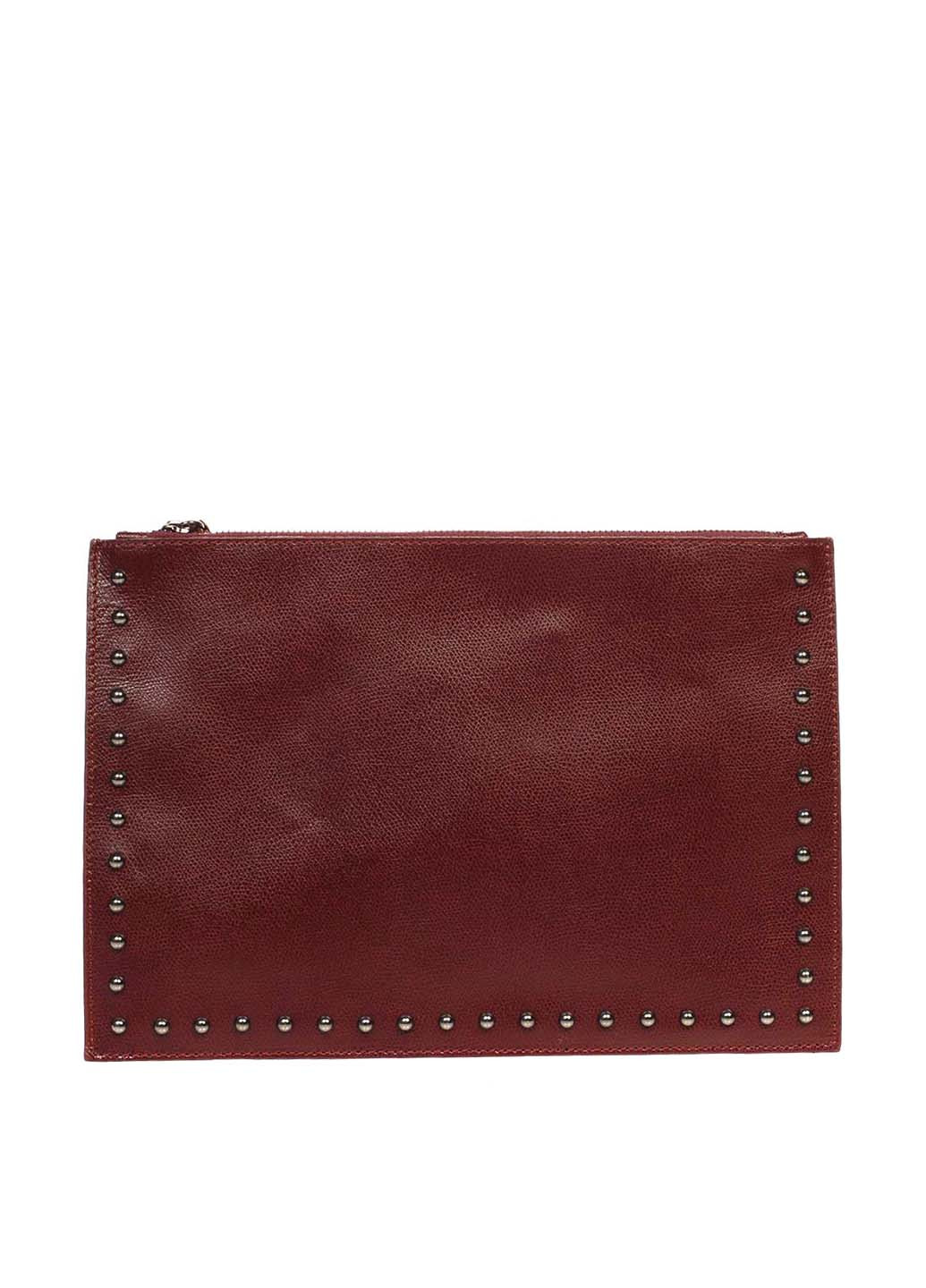Клатч Genuine Leather однотонный бордовый кэжуал